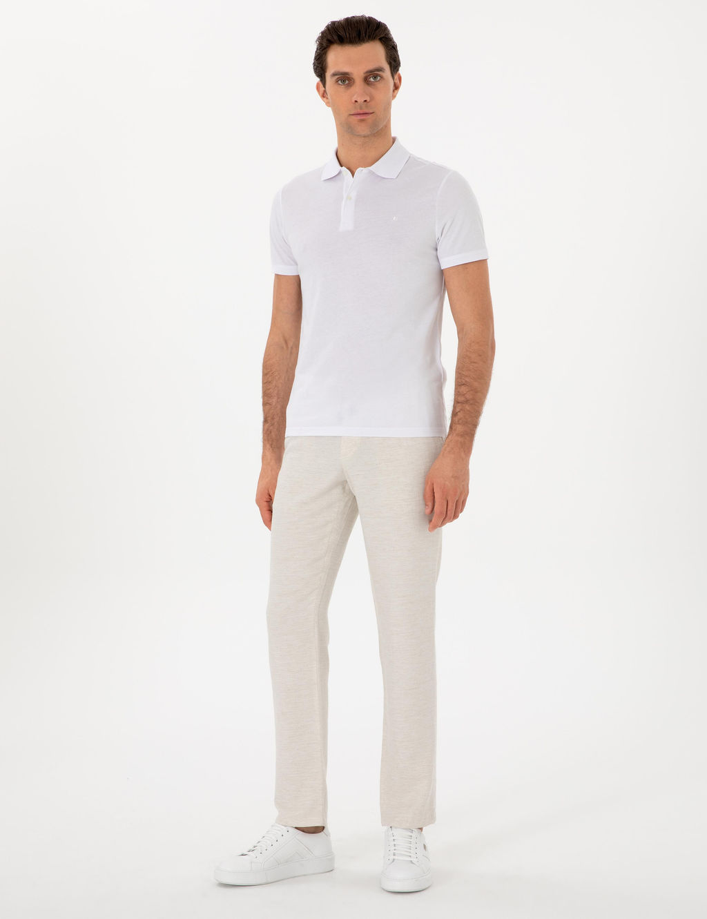 Beyaz Slim Fit Pamuk Polo Yaka T-shirt - Cacharel фото 4