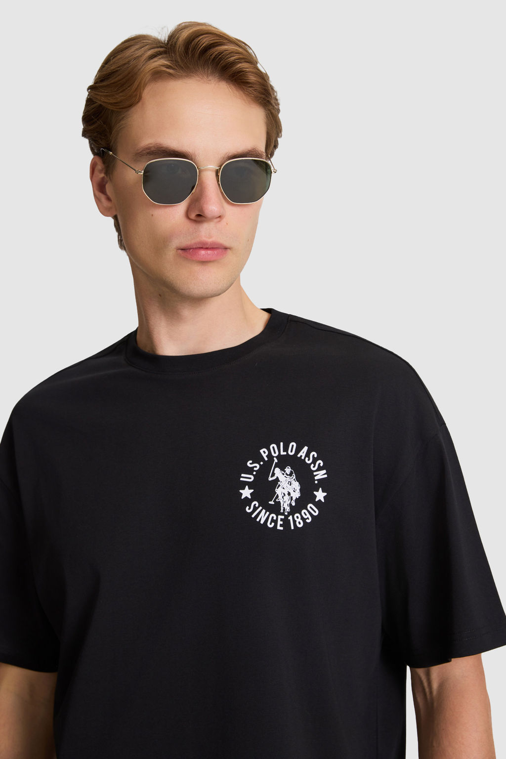 Erkek Siyah Oversize Fit Bisiklet Yaka Ti__rt - U.s. polo assn фото 2
