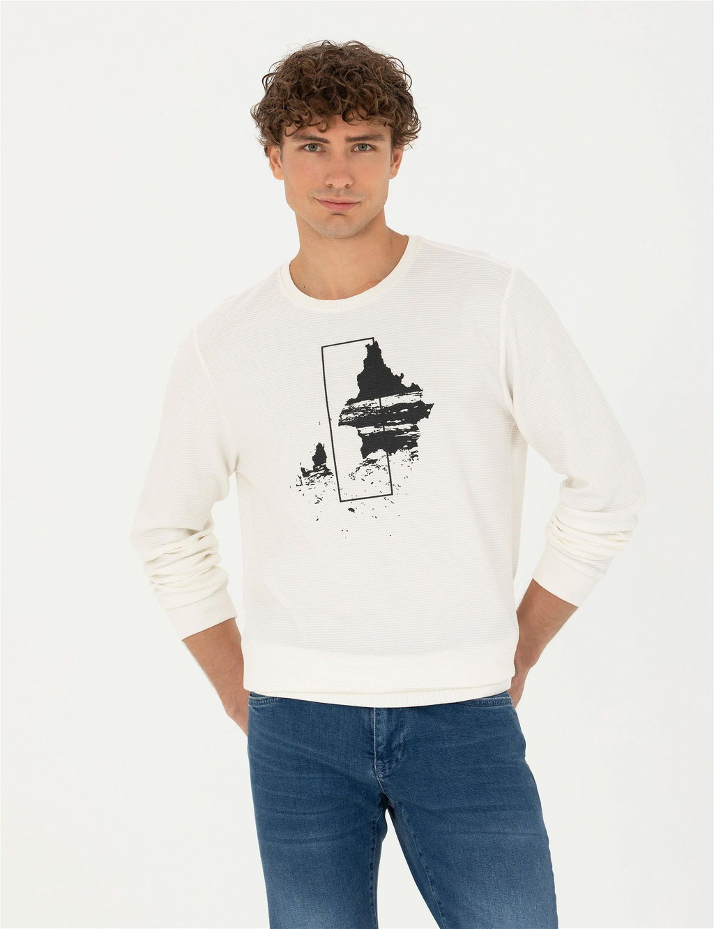 Ekru Regular Fit Sweatshirt - Pierre cardin фото 3