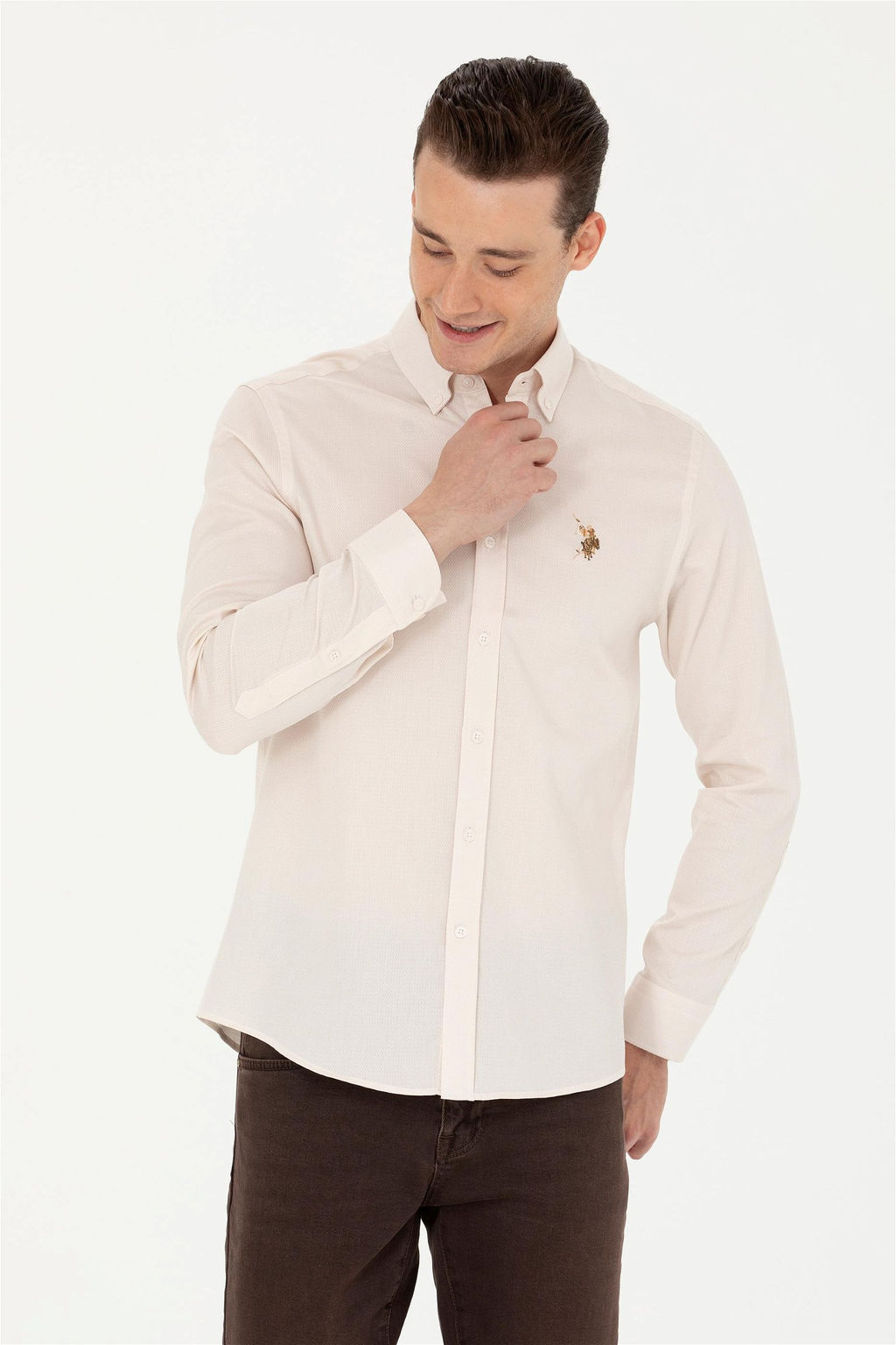 U. S. Polo Assn Мужская белая рубашка с длинным рукавом - U.s. polo assn фото 10