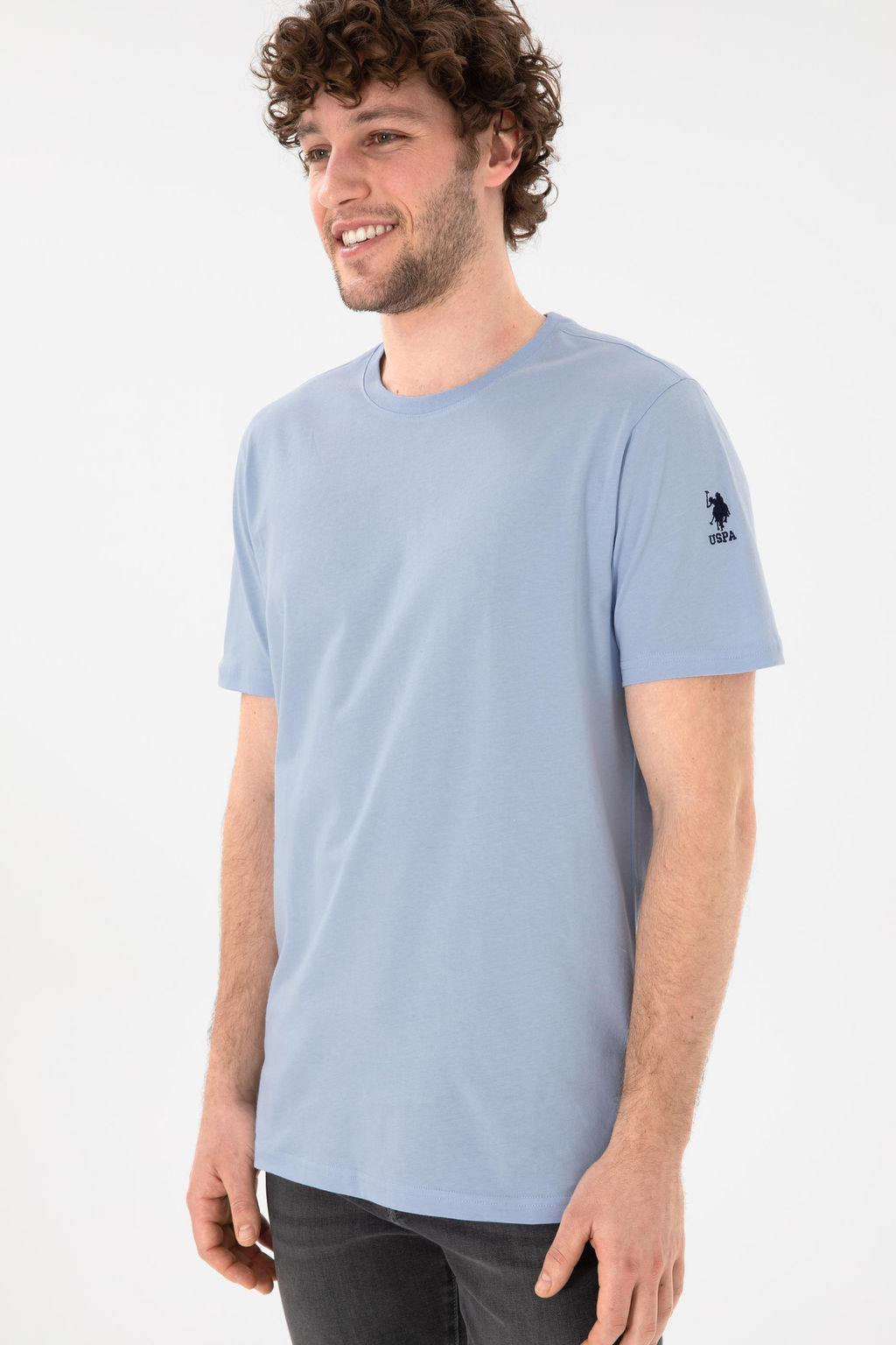 Erkek Regular Fit Bisiklet Yaka A__k Mavi Basic Ti__rt Sepette S_rpriz _ndirim - U.s. polo assn фото 4