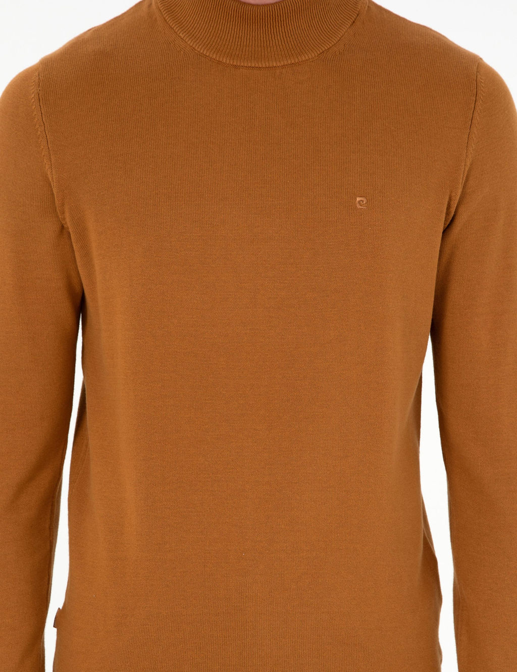 Kahverengi Slim Fit Yar_m Bal_k__ Yaka Basic Triko Kazak