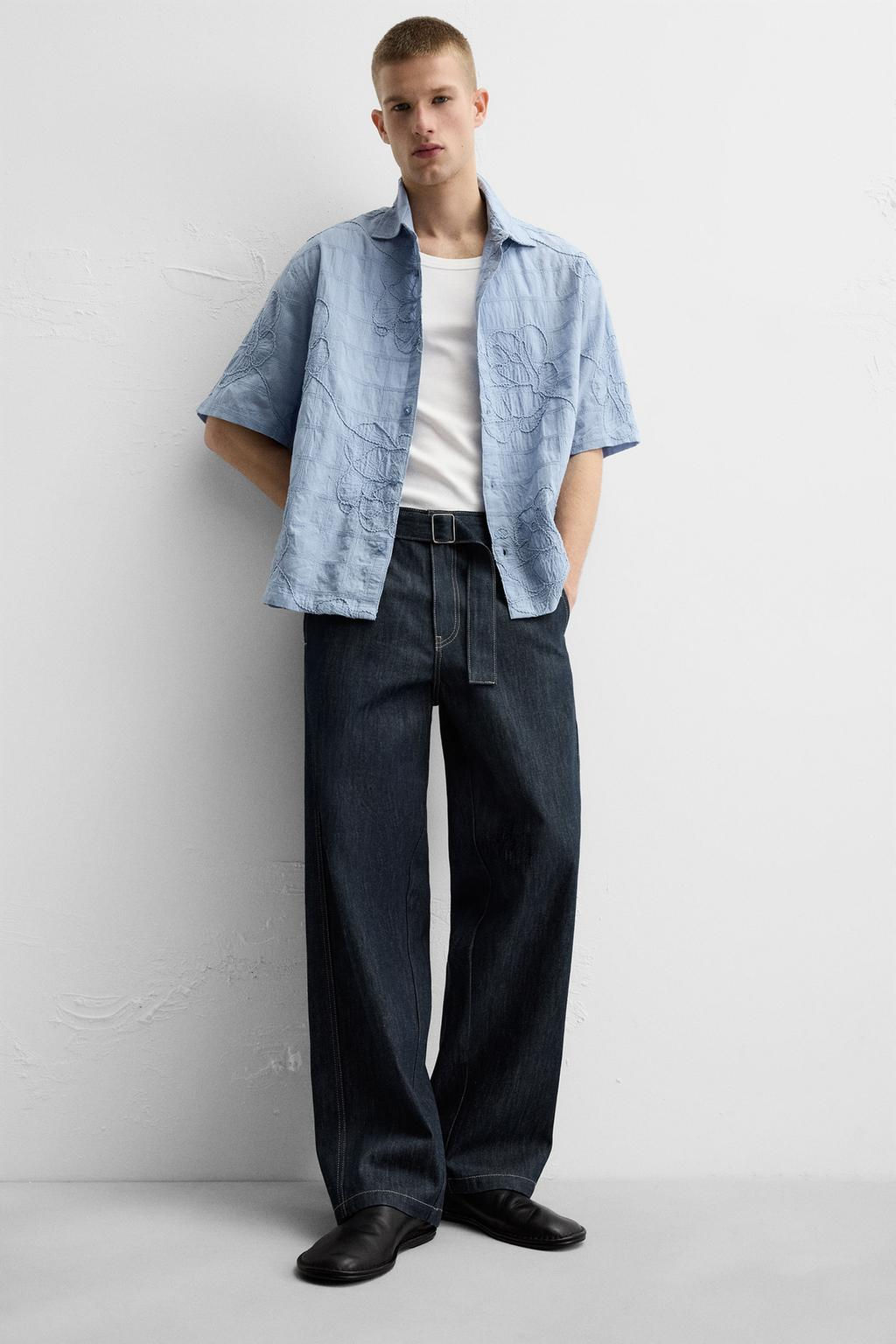 STRAIGHT-LEG JEANS WITH BELT - Zara фото 6