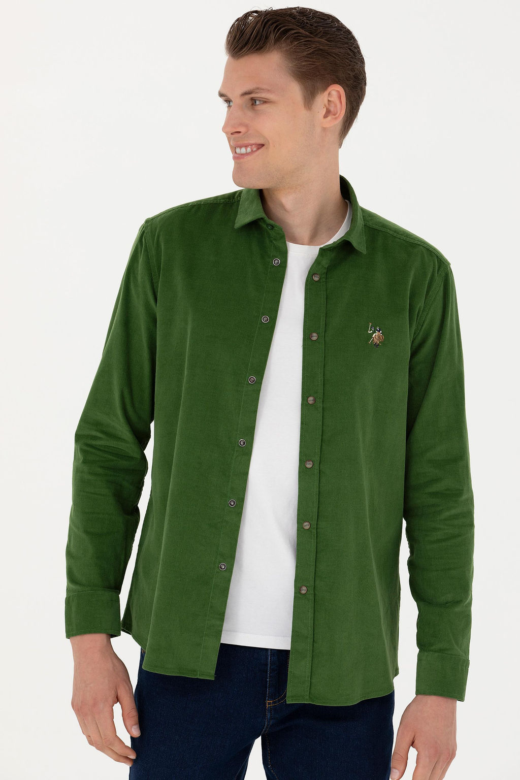 U. S. Polo Assn / Мужская зеленая рубашка с длинным рукавом - U.s. polo assn фото 10