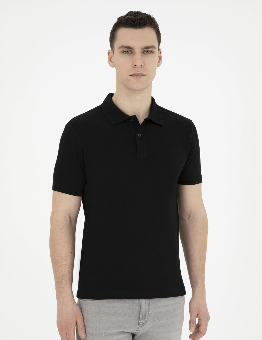 Siyah Slim Fit Basic Ti__rt