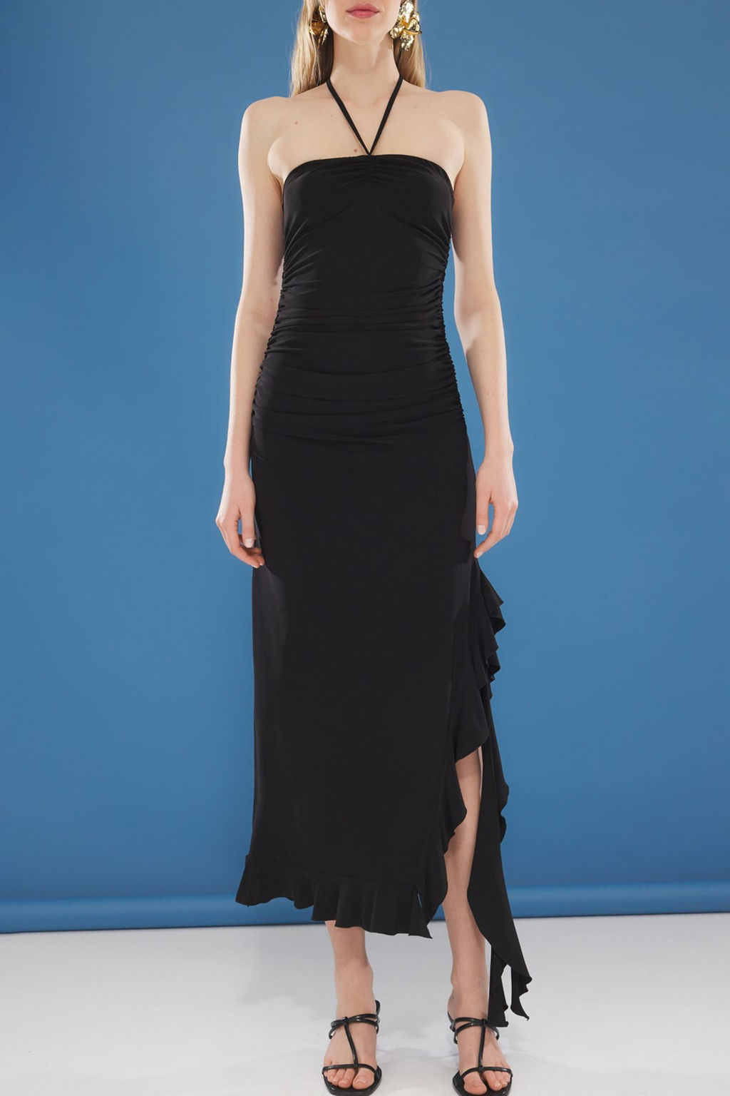 Bordo Ask?l? Buzgulu Y?rtmacl? F?rf?rl? Bodycone/Vucuda Oturan Maxi Orme Elbise TWOSS25EL00228 - Trendyolmilla фото 7