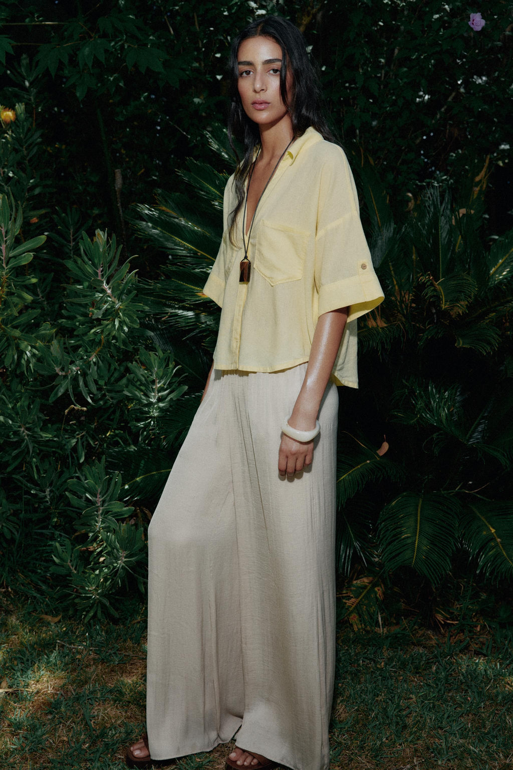 CROPPED LINEN BLEND SHIRT - Zara фото 54