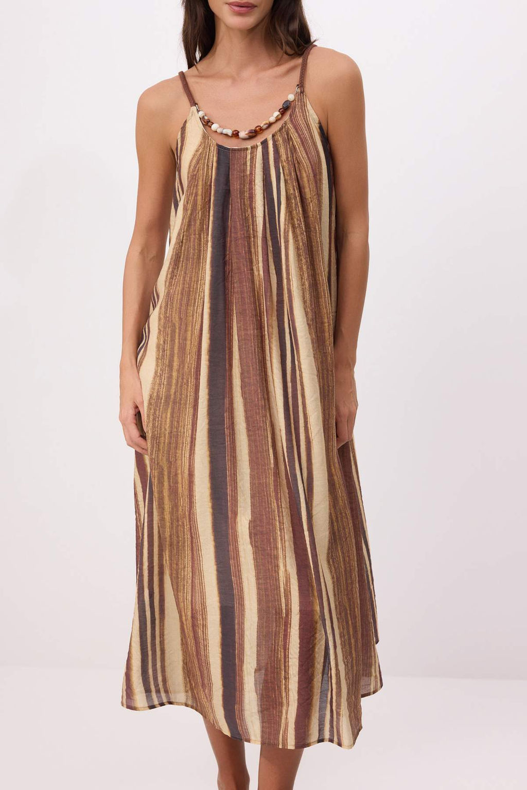 Kahverengi Desenli Deniz Kabugu Aksesuar Detayl? Dokuma Elbise TWOSS26EL00666 - Trendyolmilla фото 3