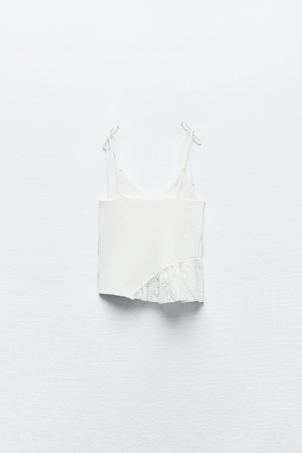 CONTRAST KNIT TOP WITH CUTWORK EMBROIDERY - Zara фото 7