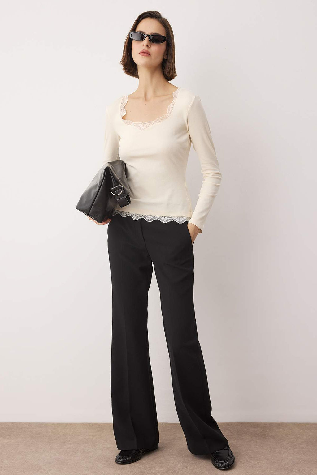 Ekru Fitilli Dantel Detayl? Fitted/Vucuda Oturan Orme Bluz TWOAW26BZ00302 - Trendyolmilla фото 2