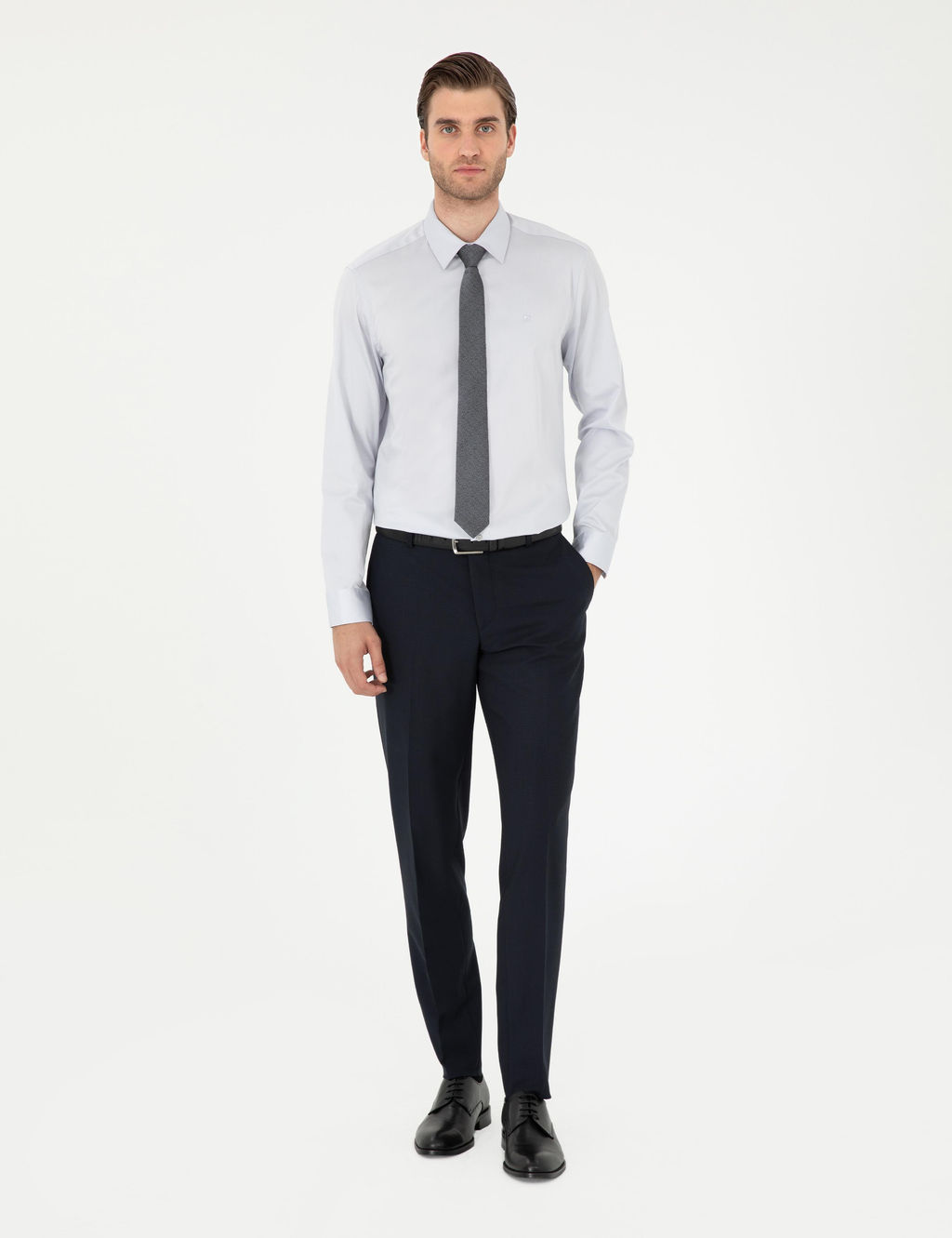 Gri Slim Fit Uzun Kollu Basic G_mlek - Pierre cardin фото 4
