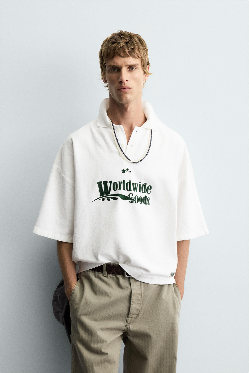 EMBROIDERED BOXY FIT POLO SHIRT - Zara фото 2