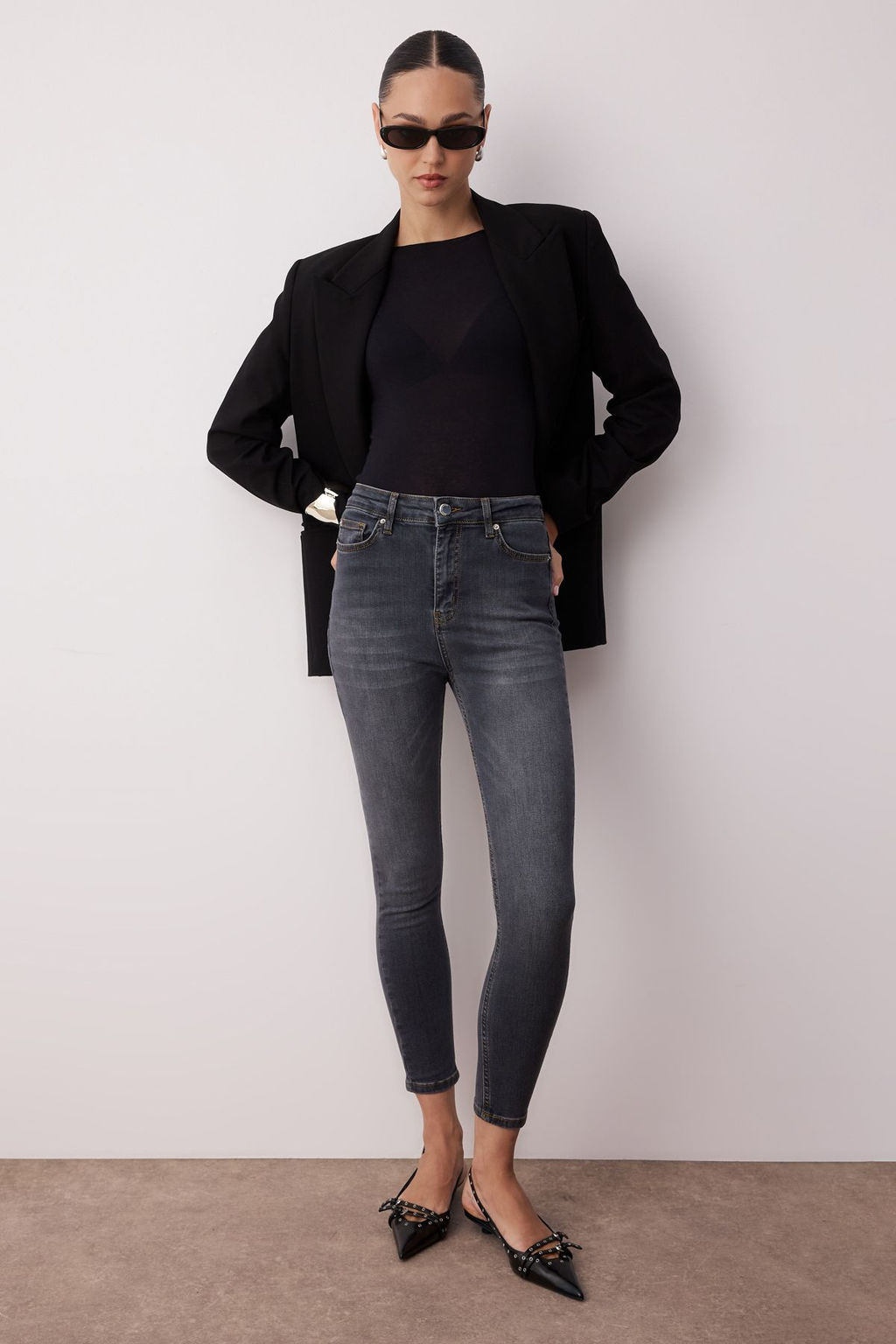 Gri Yuksek Bel Skinny Jeans TWOAW25JE00267 - Trendyolmilla фото 2