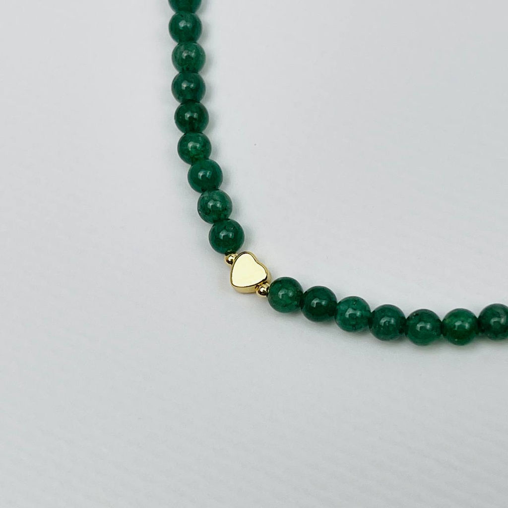 Бусы-Чокер из зеленого Авантюрина со вставкой Сердце - Радуга самоцветов фото 2