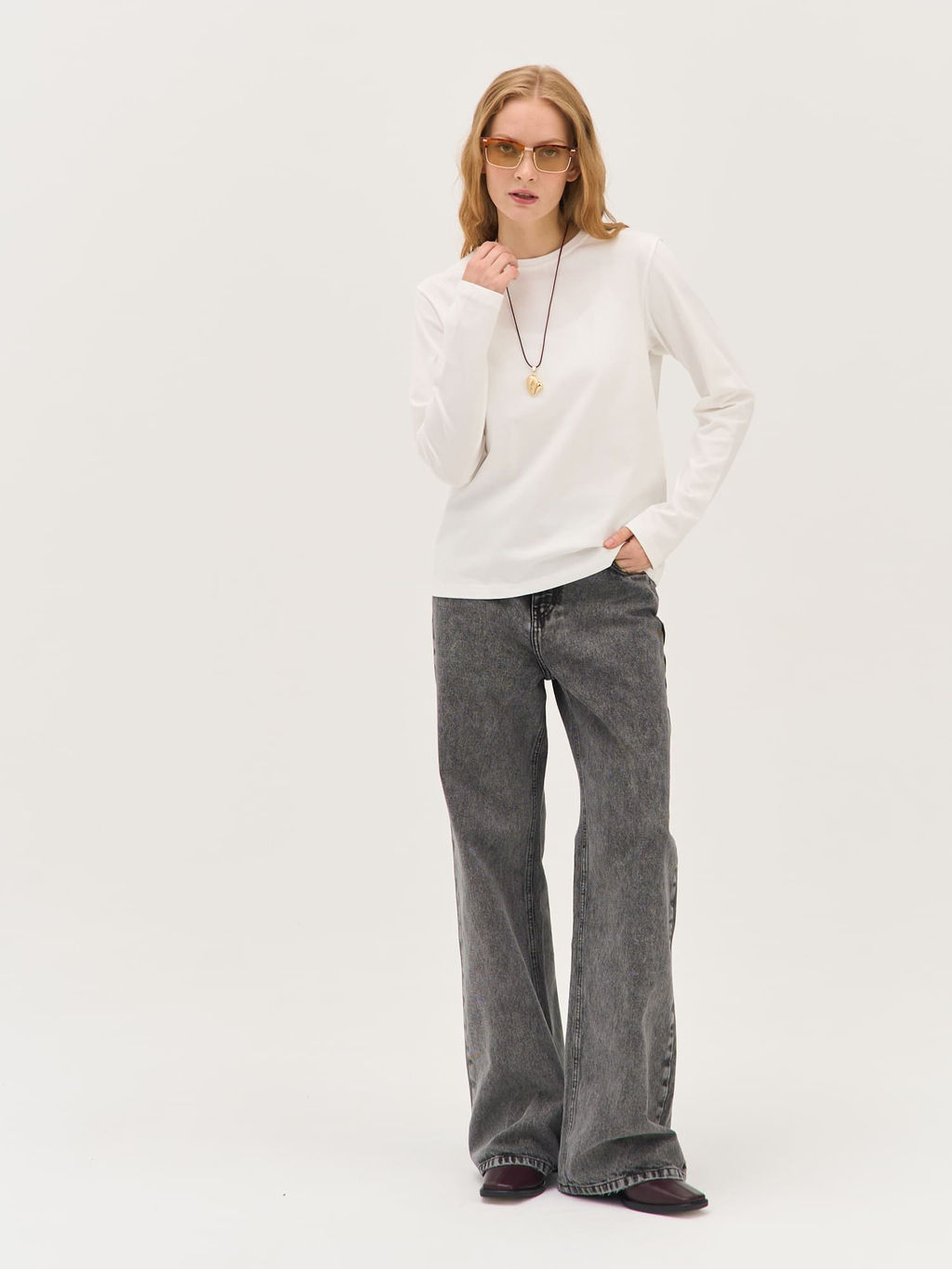 Лонгслив из 100% хлопка "Молоко" женский