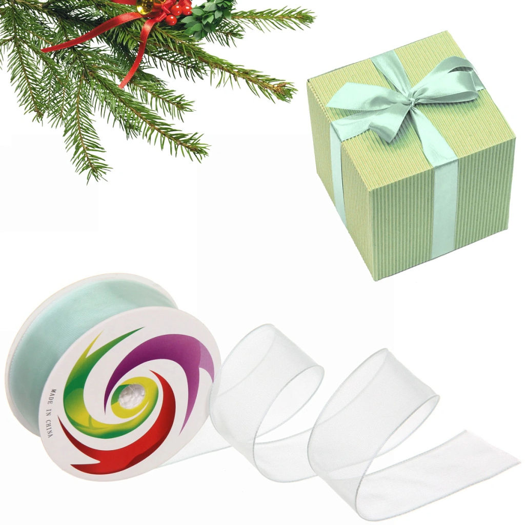 Цена за 5 шт. Лента для декорирования "Нежность" 2,5 см, 5 м, Зеленый (капрон)