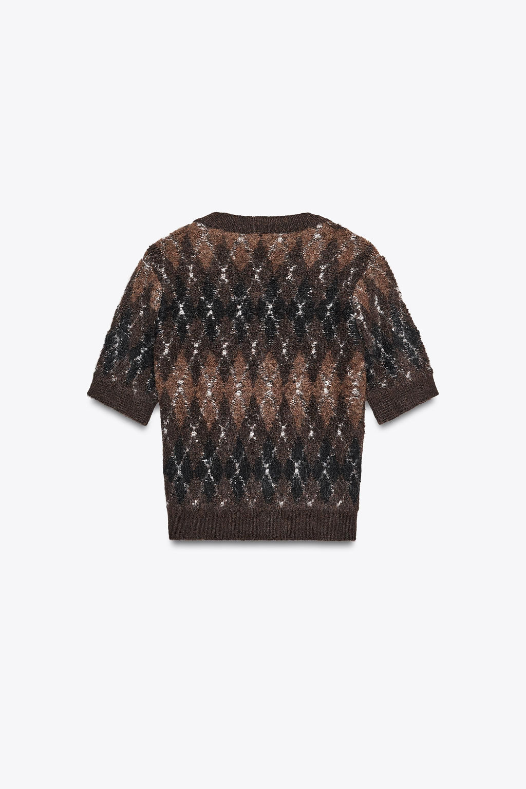 ARGYLE KNIT SHORT SLEEVE CARDIGAN - Zara фото 5