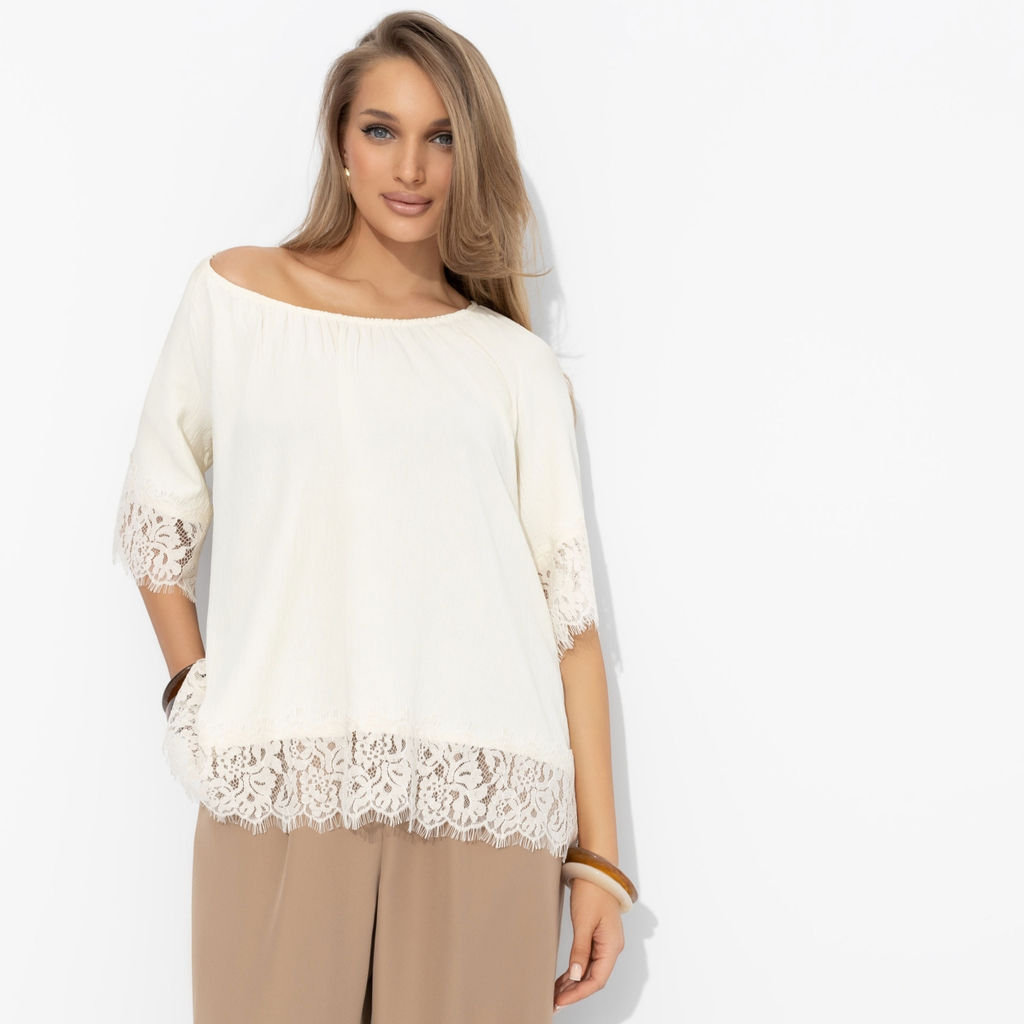 Блуза свободного кроя с кружевом, Путешествие в Прованс (нежная) - Charutti фото 6