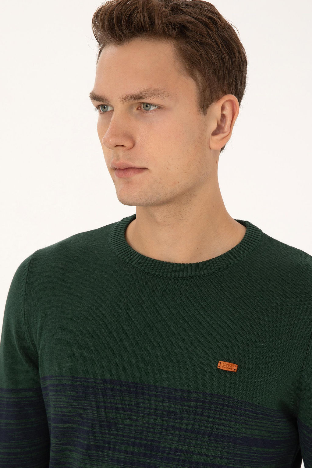 Erkek Slim Fit Bisiklet Yaka Koyu Ye_il Kazak - U.s. polo assn фото 2