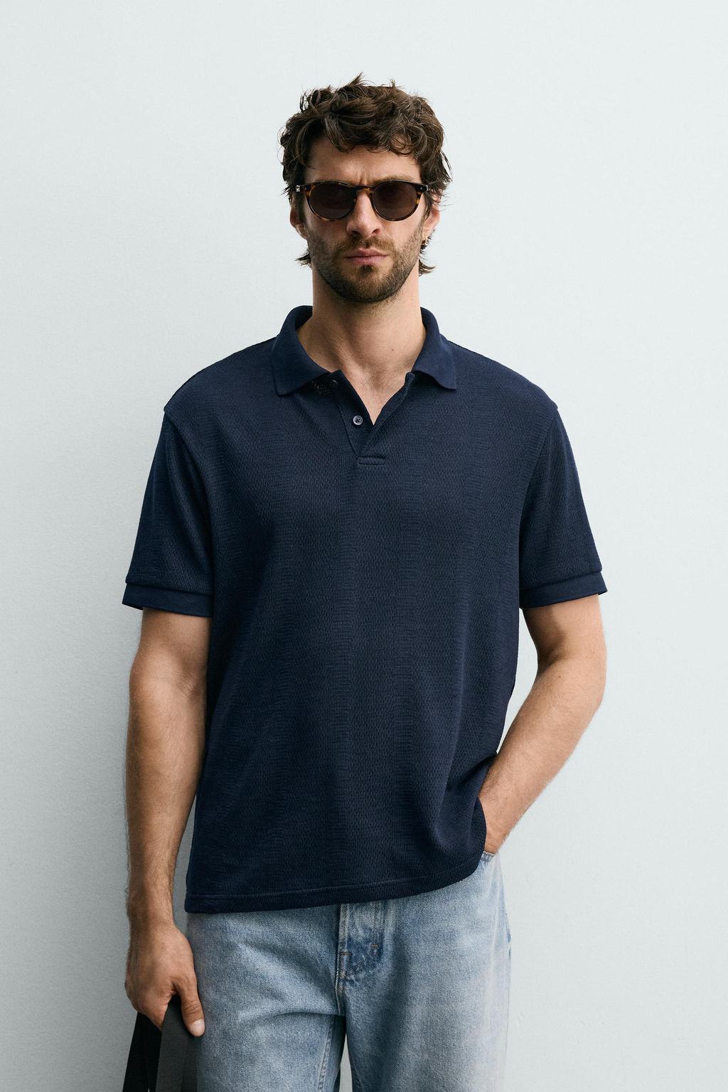 POLO REGULAR FIT JACQUARD RAYAS / Blanco roto - Zara фото 2