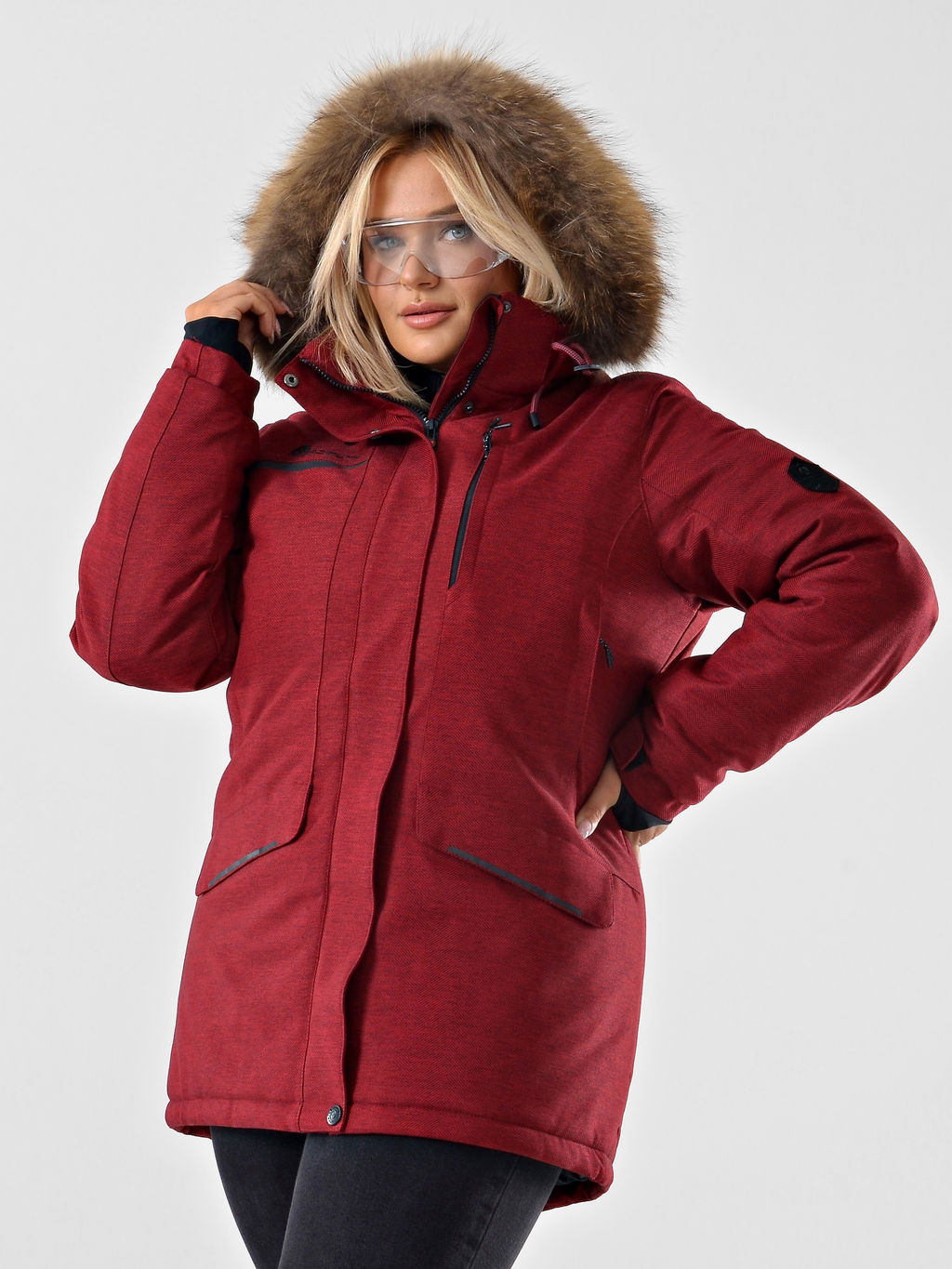 Женская городская парка / куртка Azimuth В 221/21864-1_77 Бордовый (БР)  фото 8