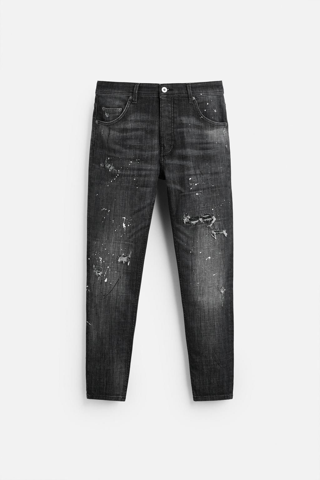 RIPPED SKINNY JEANS WITH PAINT SPLATTER - Zara фото 16
