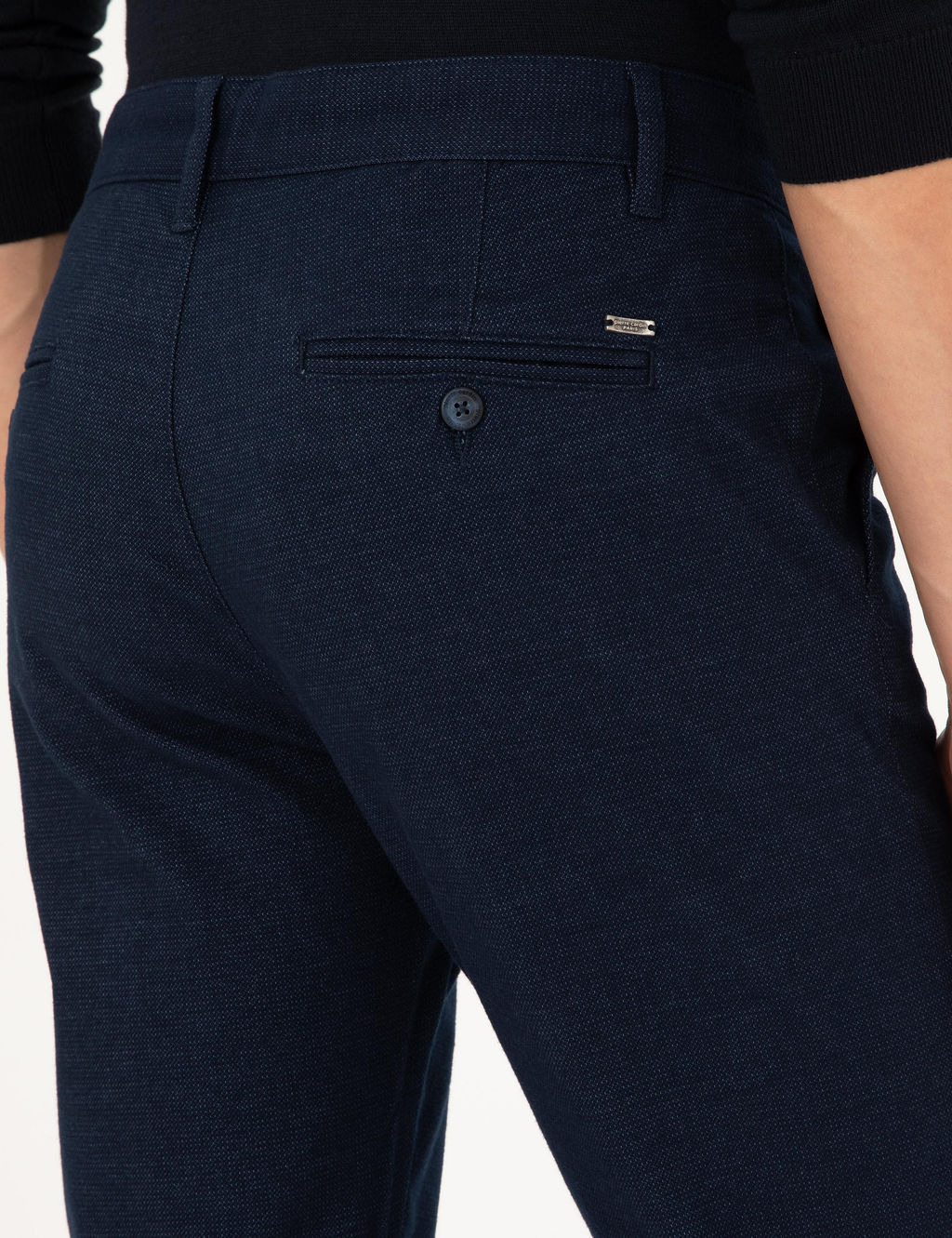 Lacivert Slim Fit Kanvas Pantolon