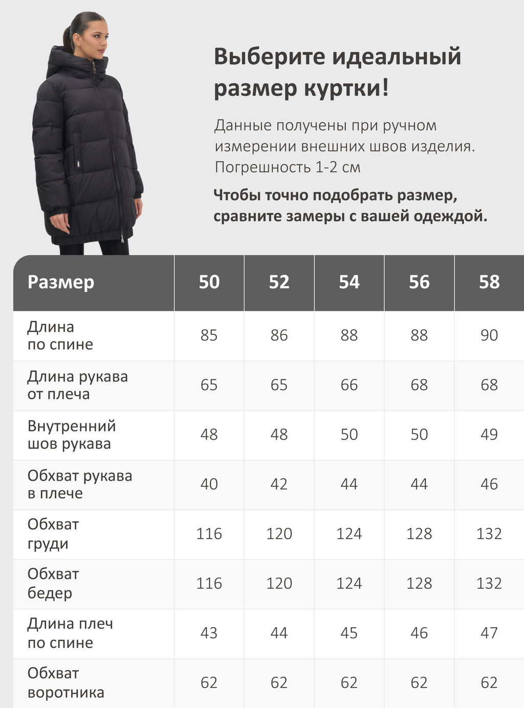 Куртка женская зимняя на резинке большого размера черного цвета 7619Ch - Visdeer фото 21