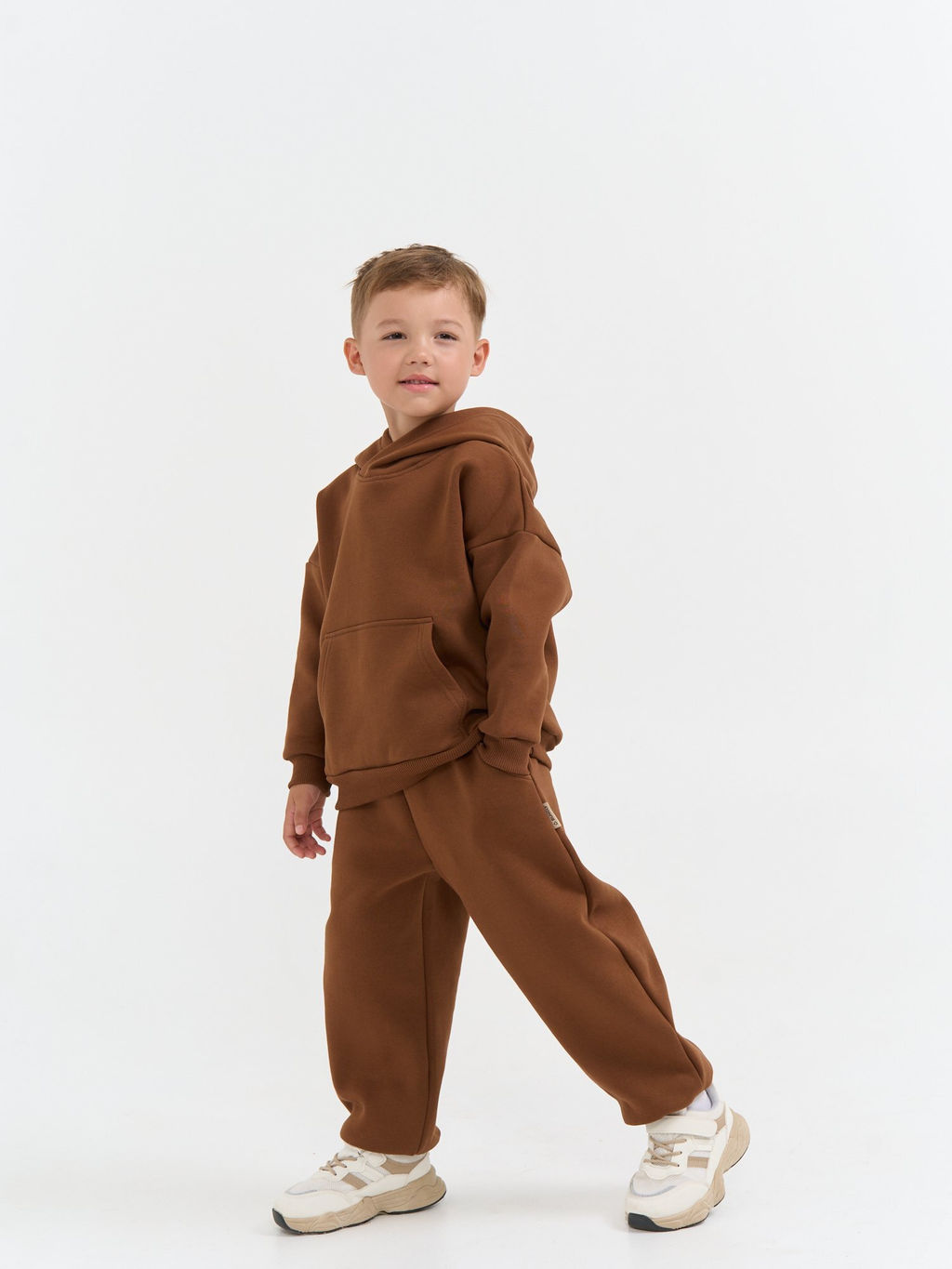 Джоггеры оверсайз Каштан с карманами утепленные - Bungly фото 5