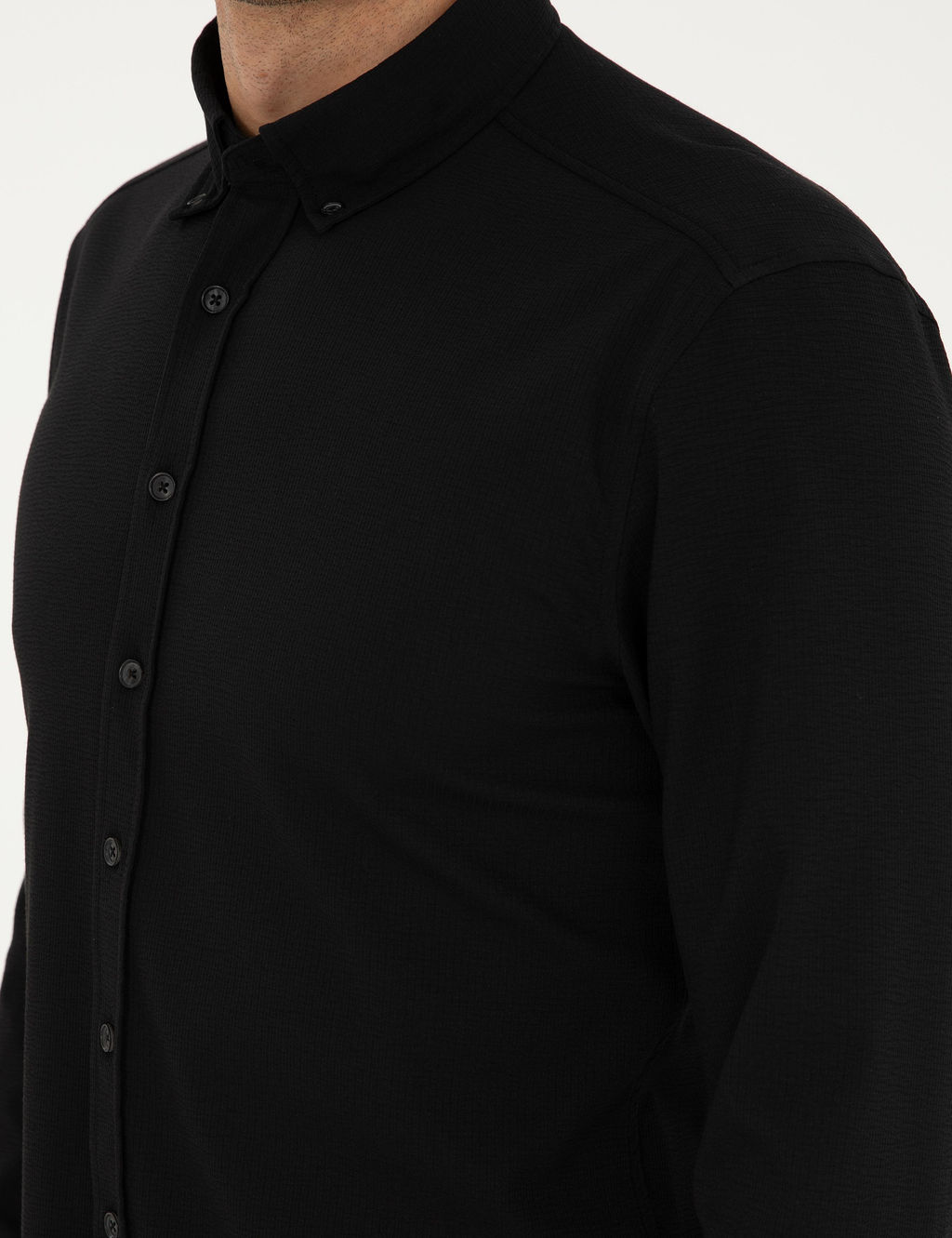 Siyah Slim Fit Uzun Kollu G_mlek