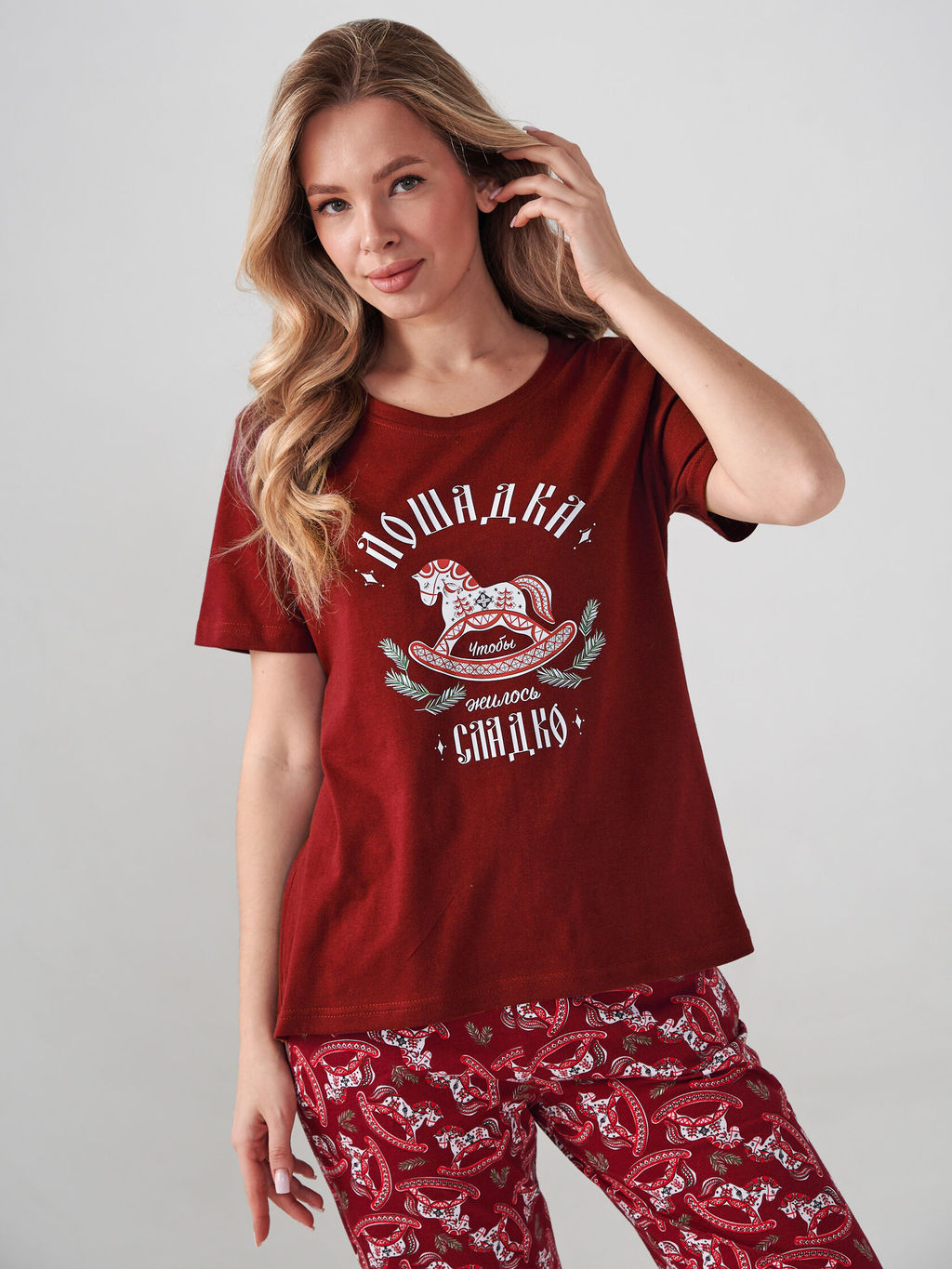 Пижама 100% хлопок женская Лошадка - Оптима фото 8