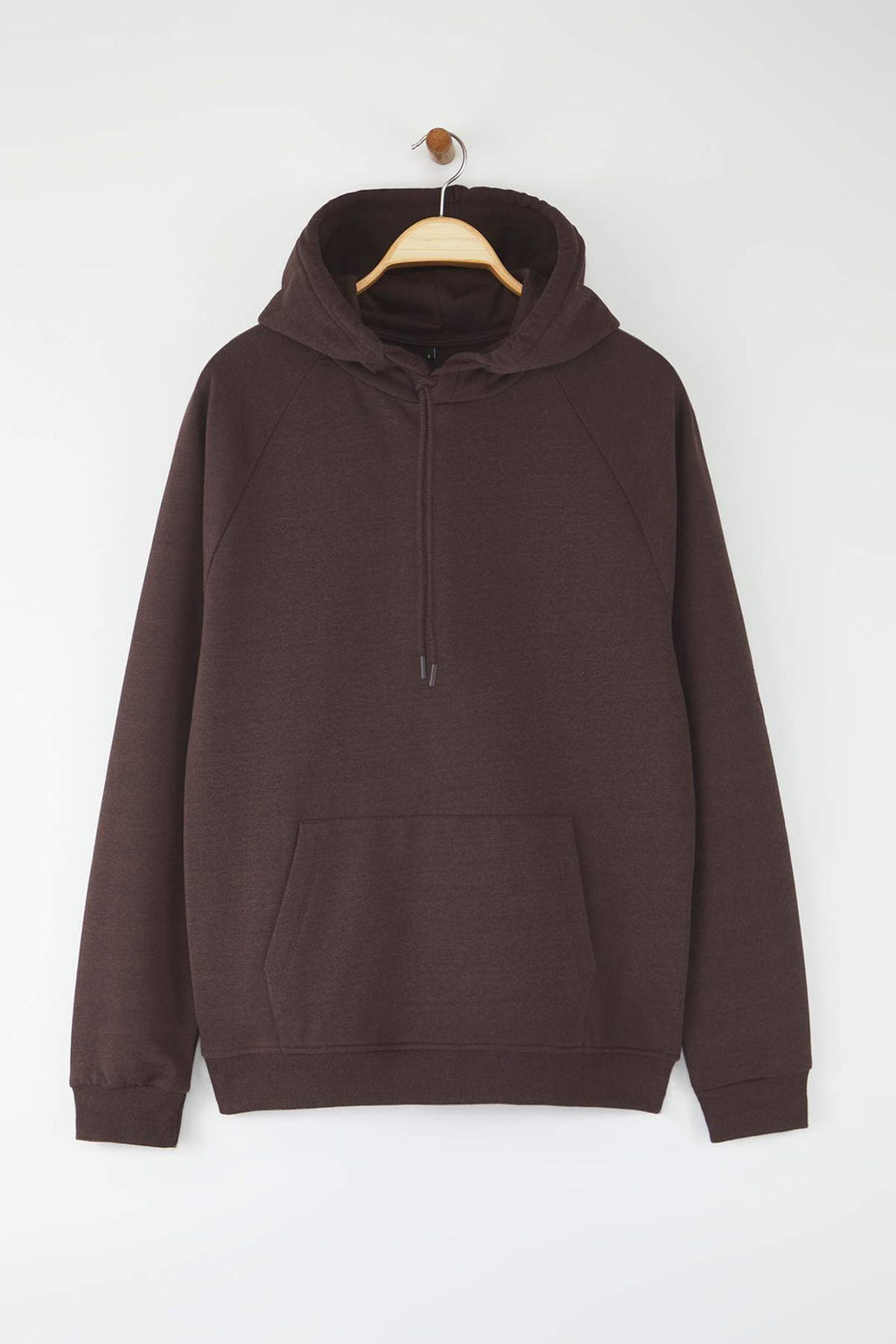 Koyu Kahverengi Oversize/Genis Kesim Kapusonlu Ici Polar/S?cak Tutan Sweatshirt TMNAW23SW00195