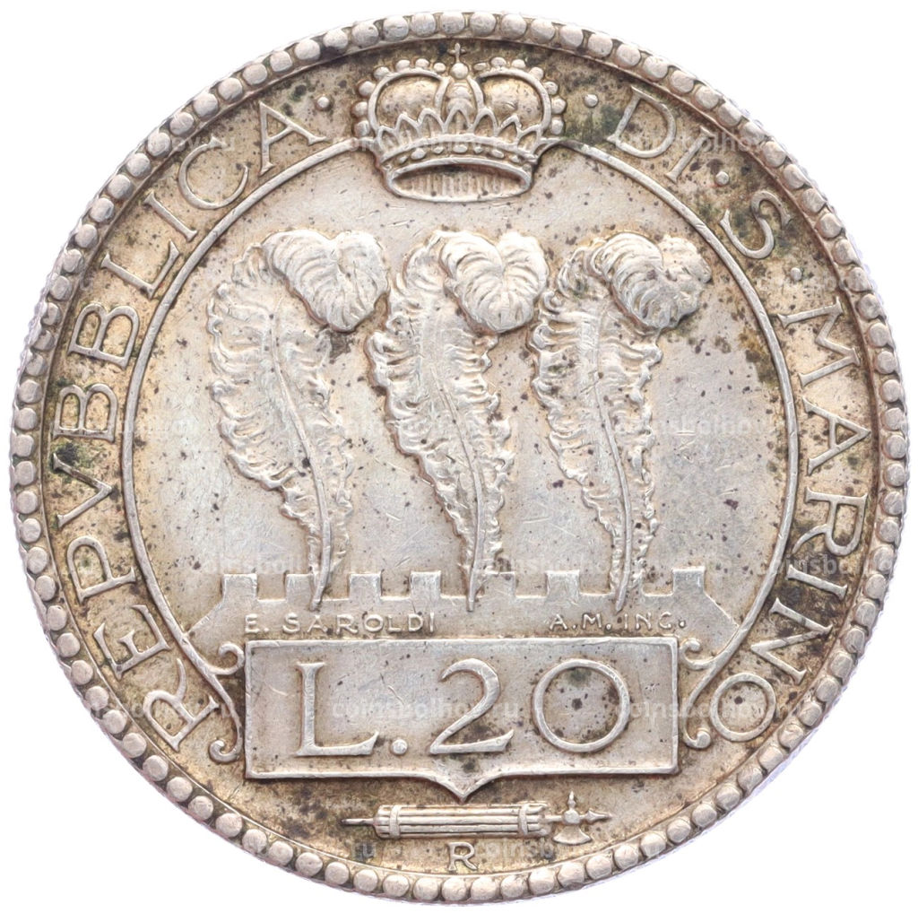 Монета 20 лир 1935 года Сан-Марино