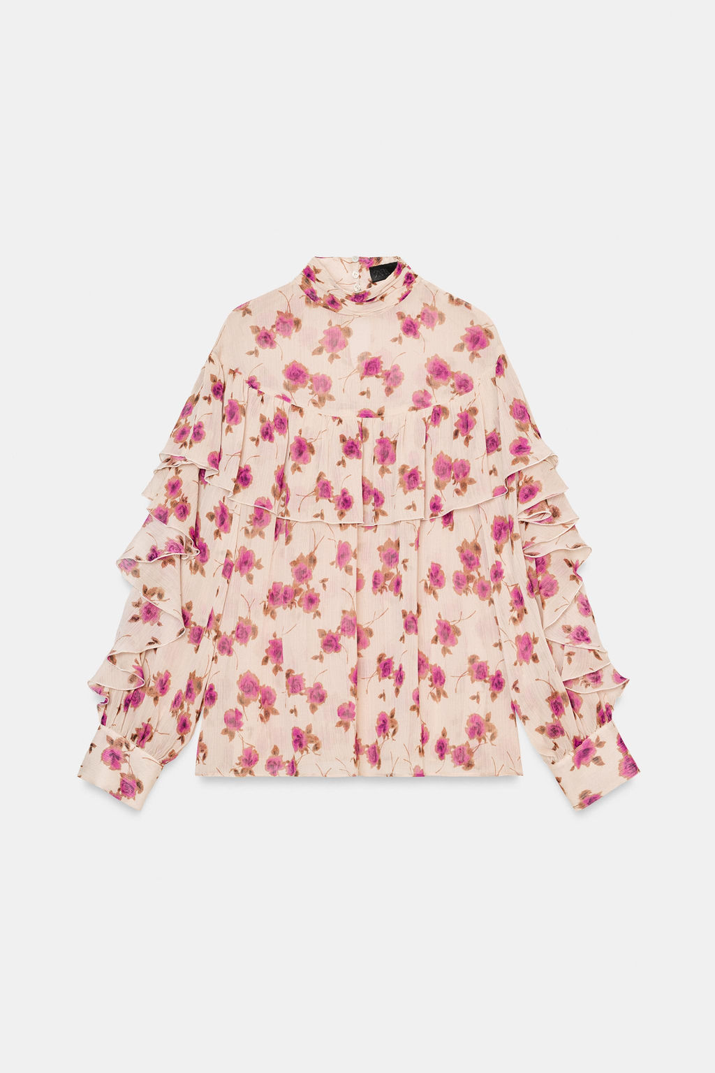 PRINTED RUFFLED BLOUSE - Zara фото 12