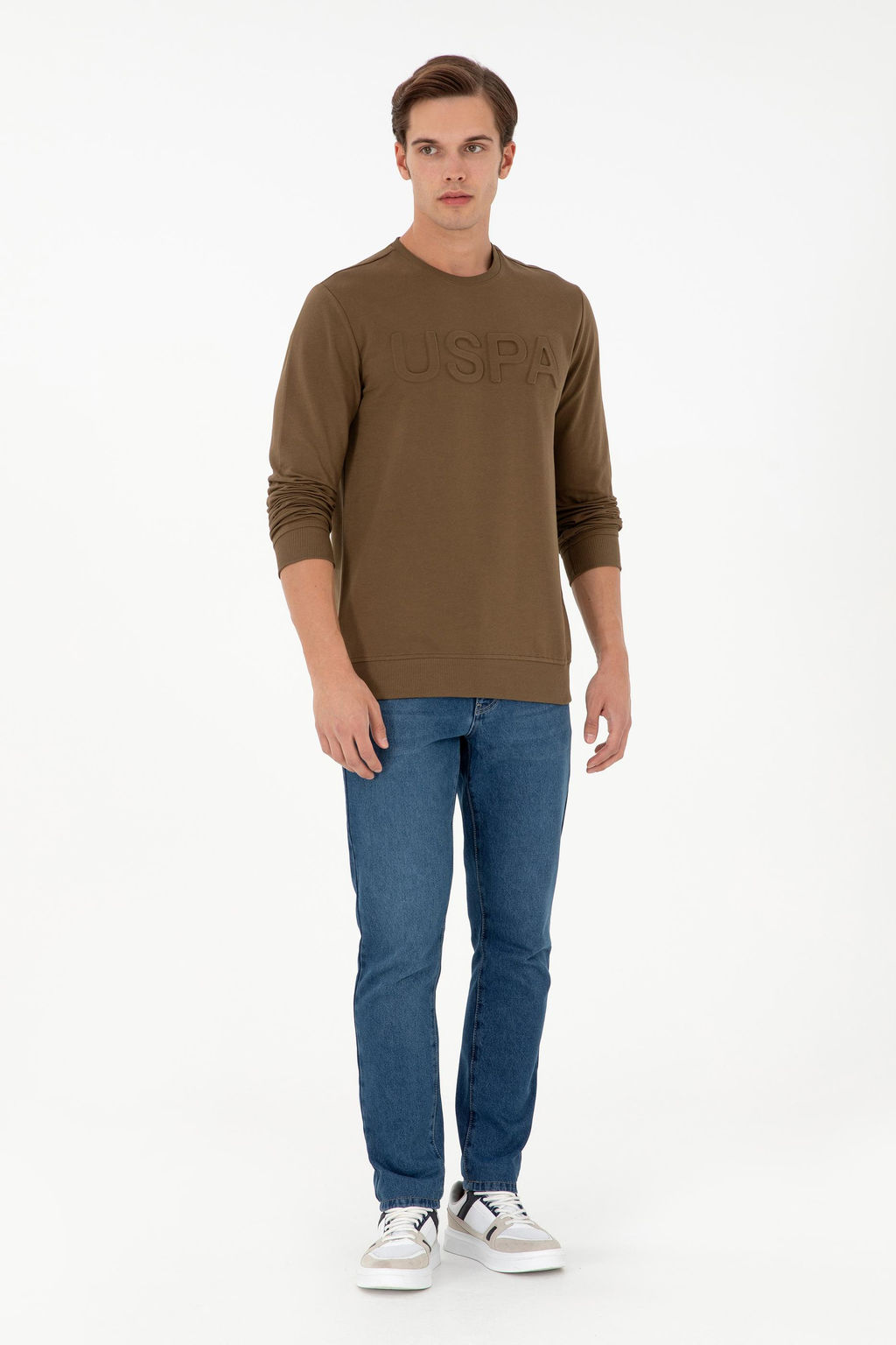 Мужской базовый свитшот цвета хаки - U.s. polo assn фото 4