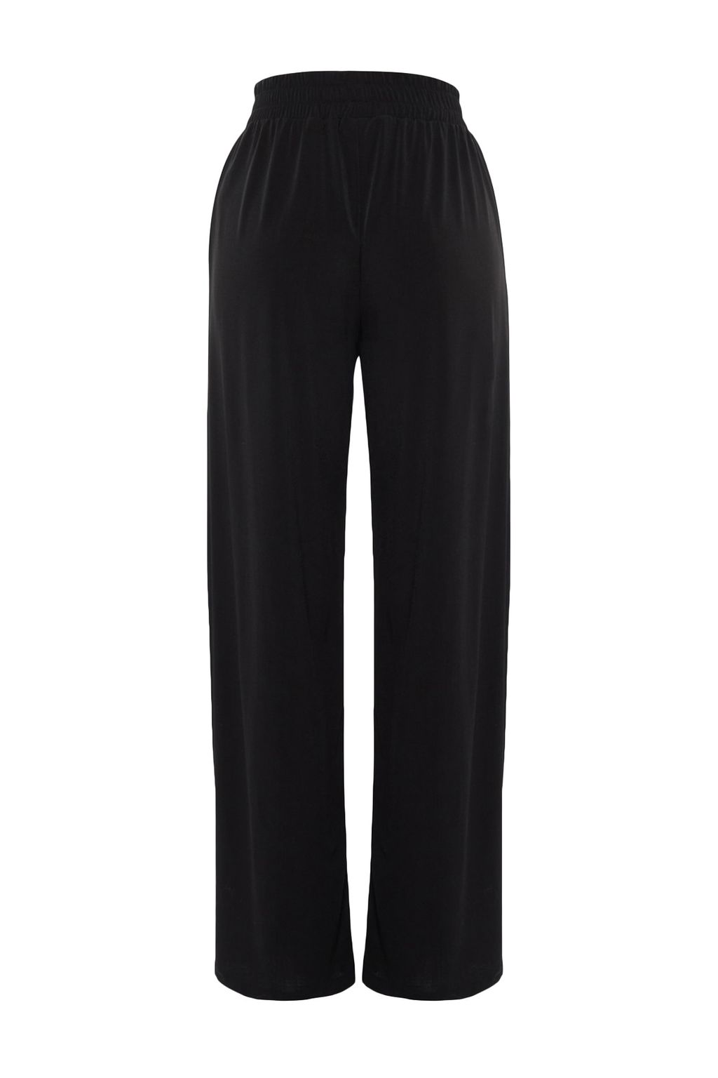 Siyah Wide Leg/Rahat Kesim Yuksek Bel Esnek Orme Pantolon TWOSS23PL00129
