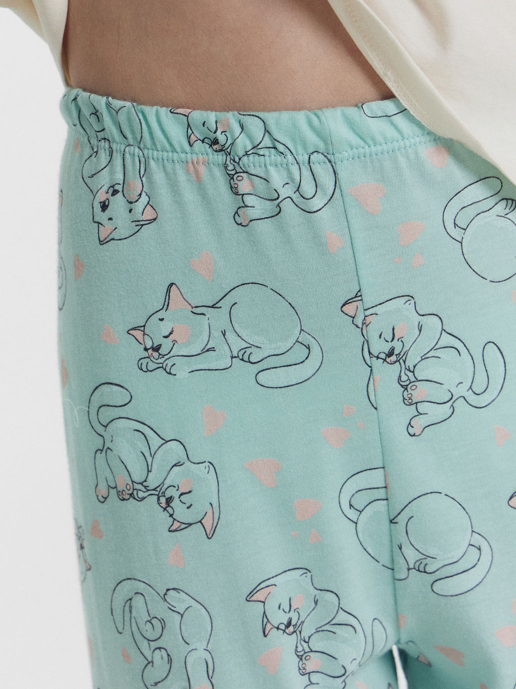 Комплект для девочек (джемпер, брюки) бежево-голубой с котиками - Mark formelle фото 8