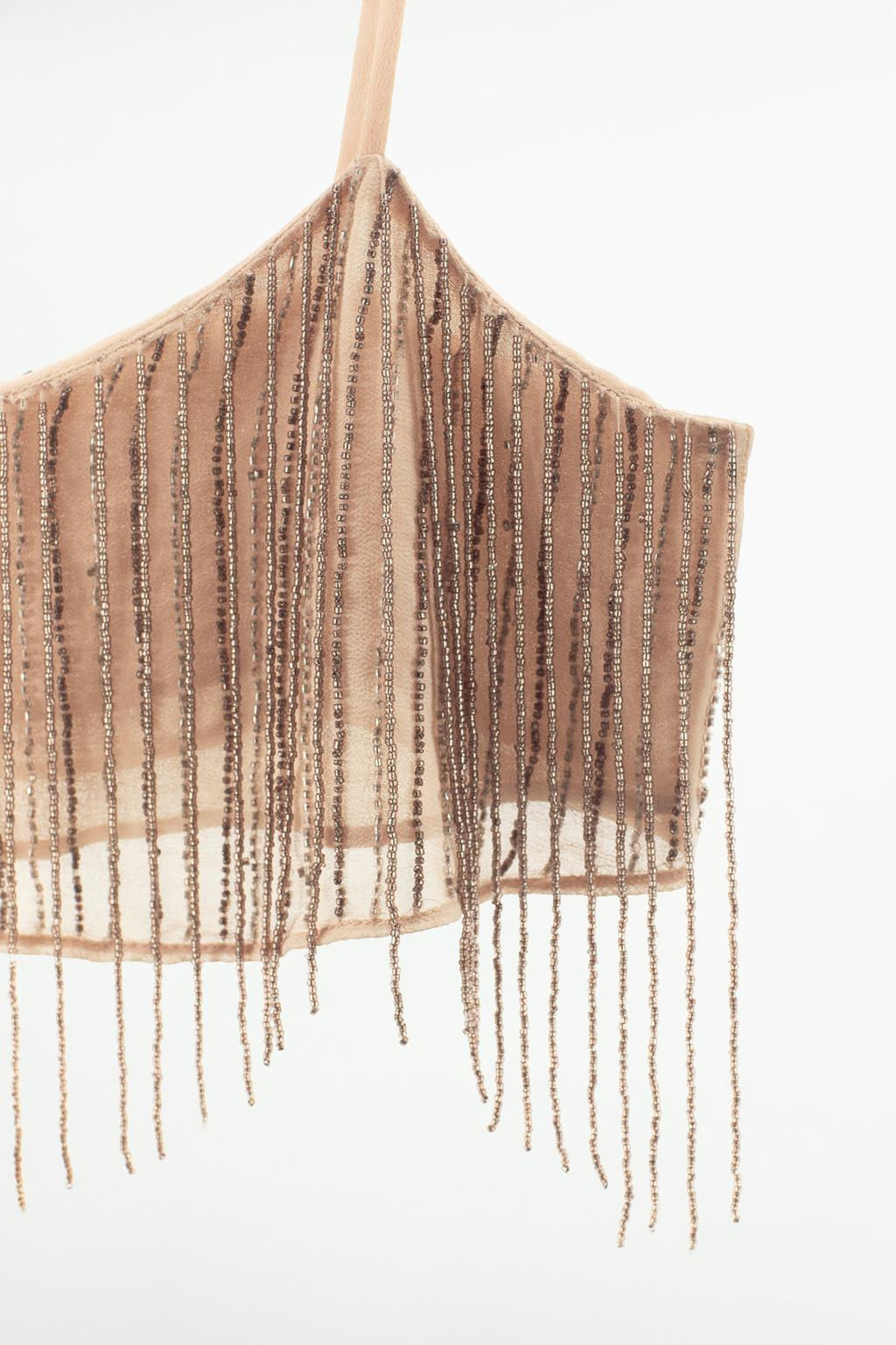 CREPE TOP WITH FRINGING AND BEADS - Zara фото 5