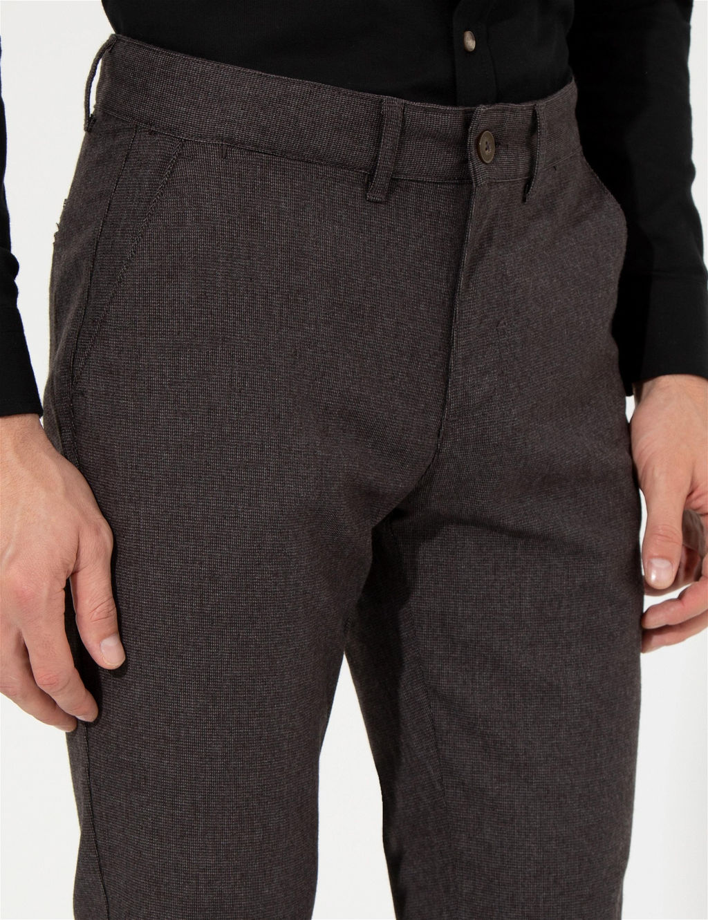 Kahverengi Slim Fit Kanvas Pantolon