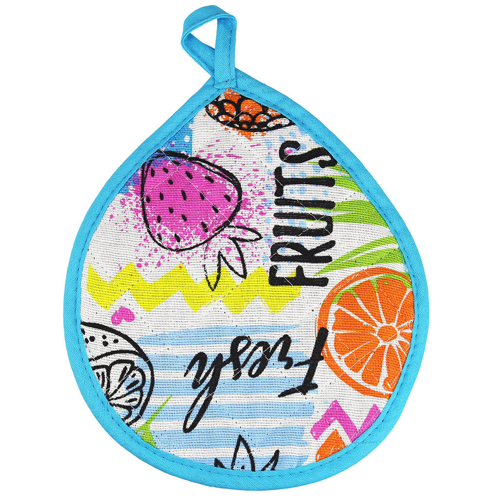 Кухонный комплект ФрешФут б/з: прихватка-варежка 15х30см + прихватка 20х25см форма Капелька, рогожка 171г/м2, хлопок 100%, наполнитель - ватин 280г/м2, на пластмассовом подвесе, Домашняя мода (Россия)  фото 3