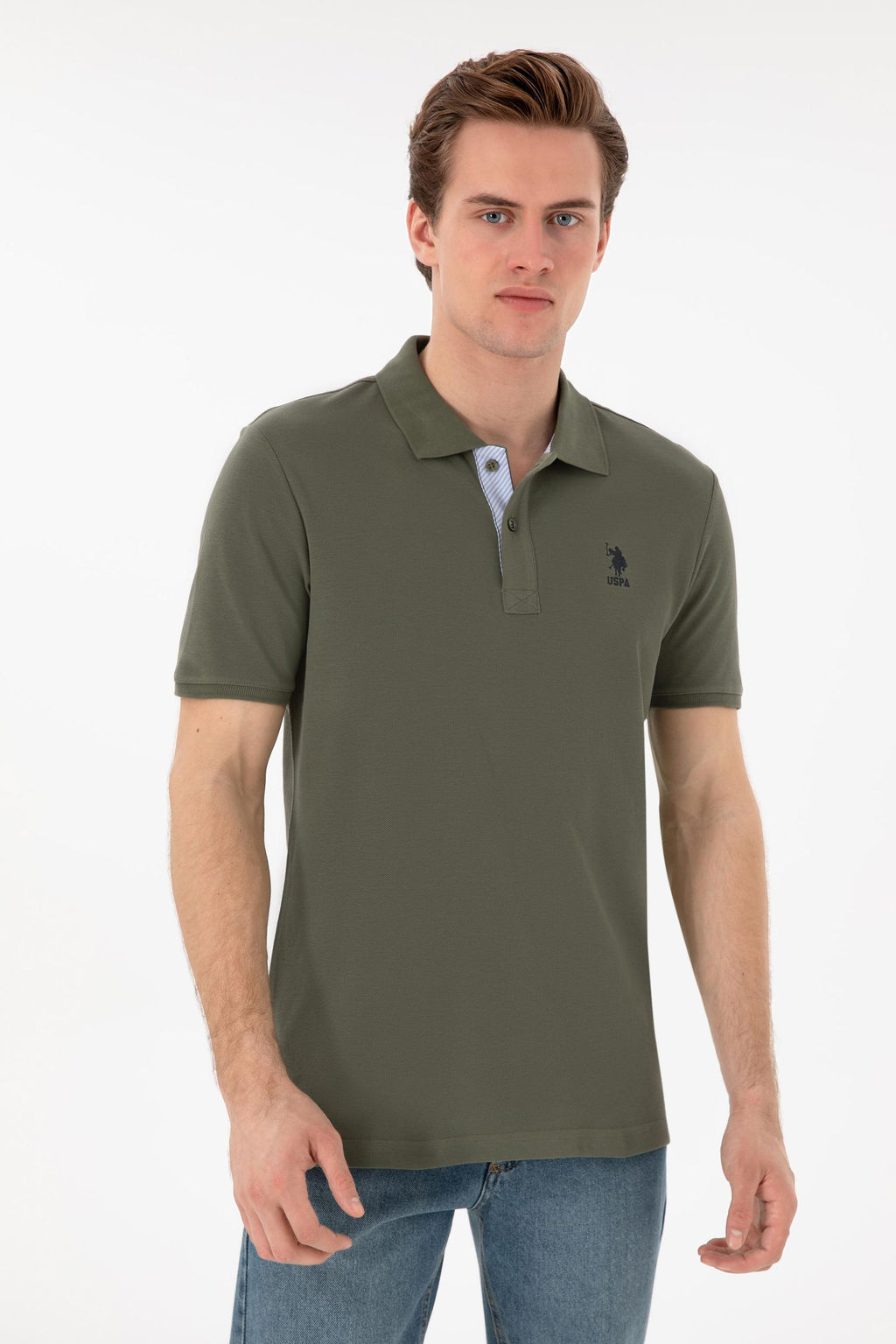 Erkek Regular Fit Polo Yaka Koyu Haki Basic Ti__rt Sepette S_rpriz _ndirim - U.s. polo assn фото 3