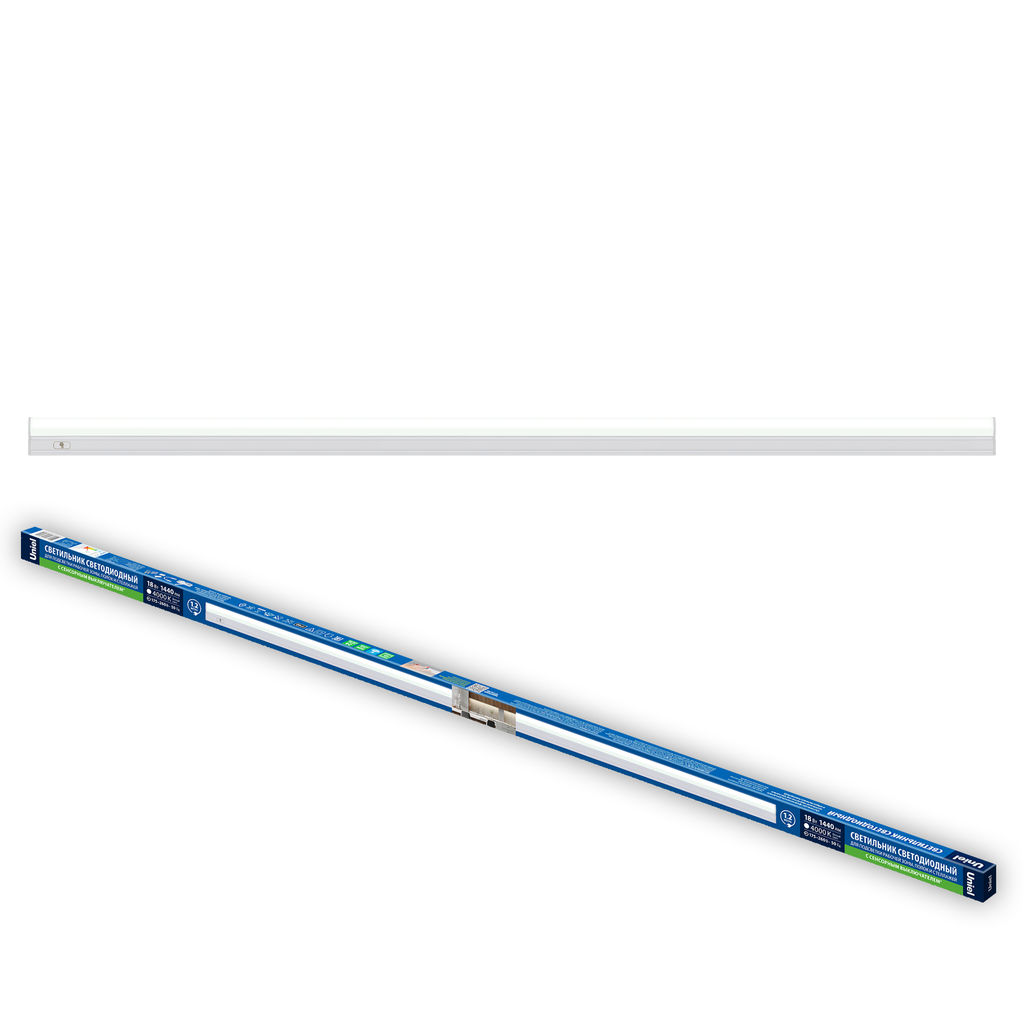 ULI-L04-18W/4000K IP40 WHITE Светильник линейный светодиодный (аналог Т5) с сенсорной кнопкой, 230В. Кабель 1,2м с вилкой и крепление в/к. Белый свет (4000K). Корпус белый. TM Uniel