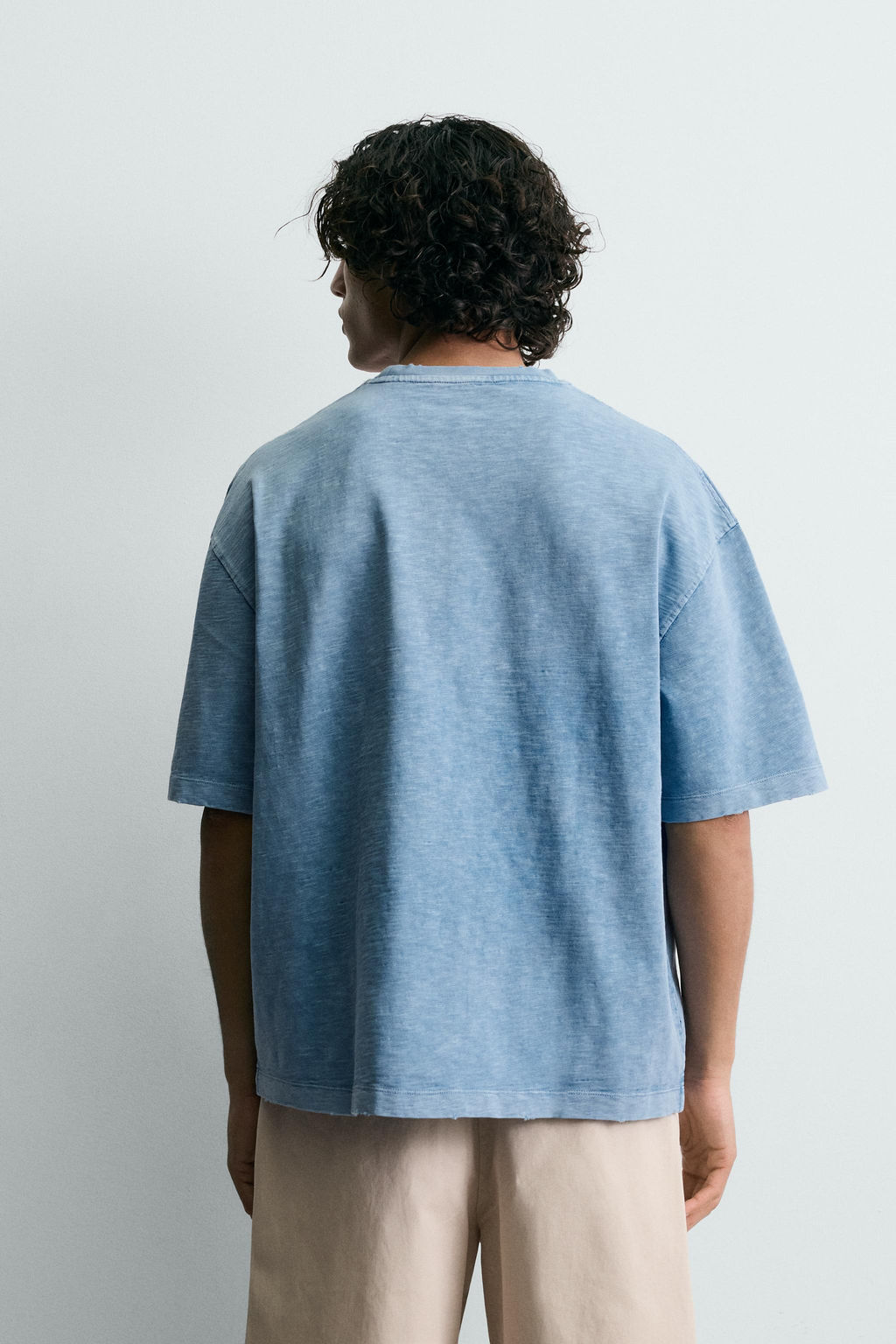 CAMISETA RELAXED FIT ESTRUCTURA FLAM? LAVADO / Azul - Zara фото 3