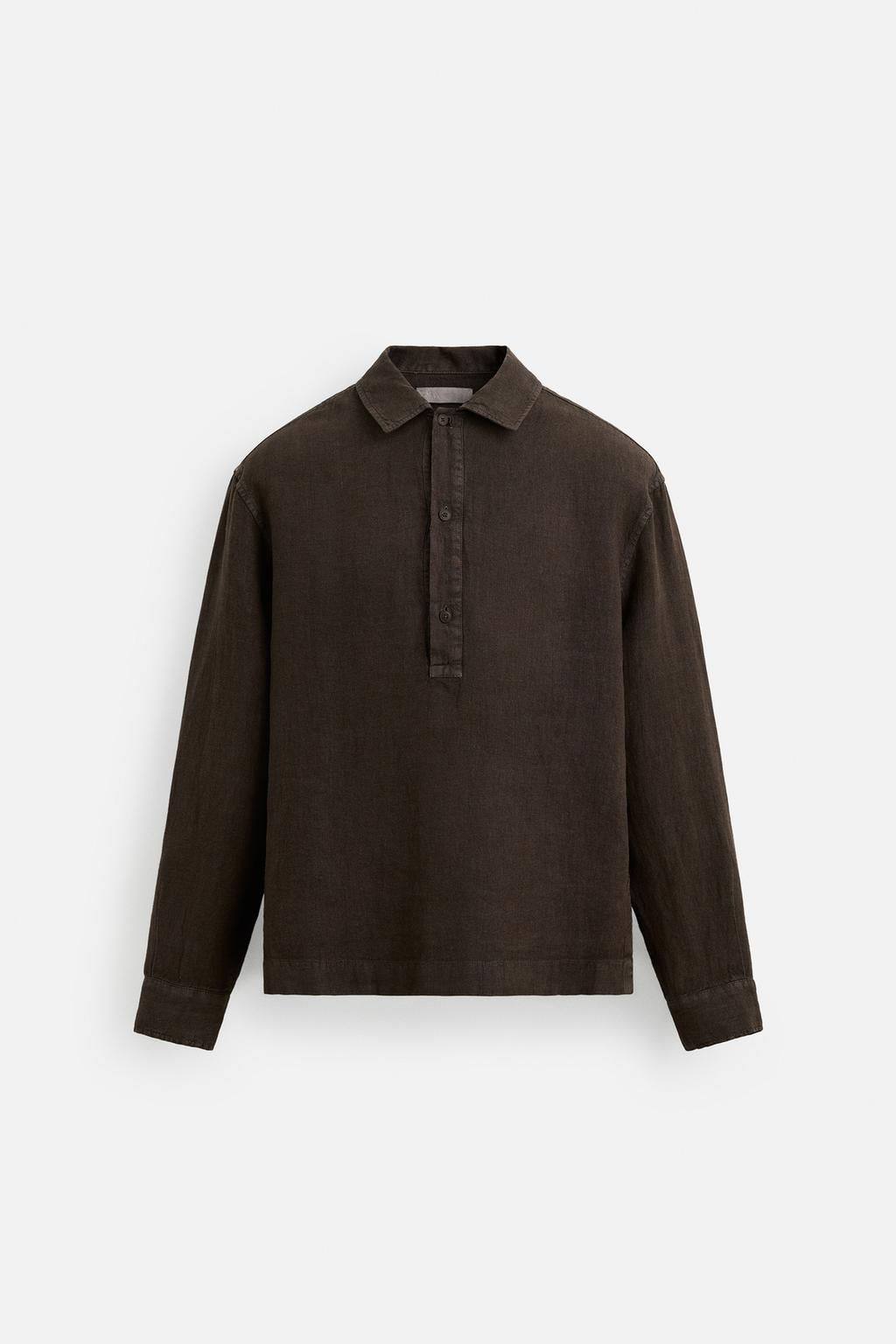 100% LINEN POLO SHIRT - Zara фото 7