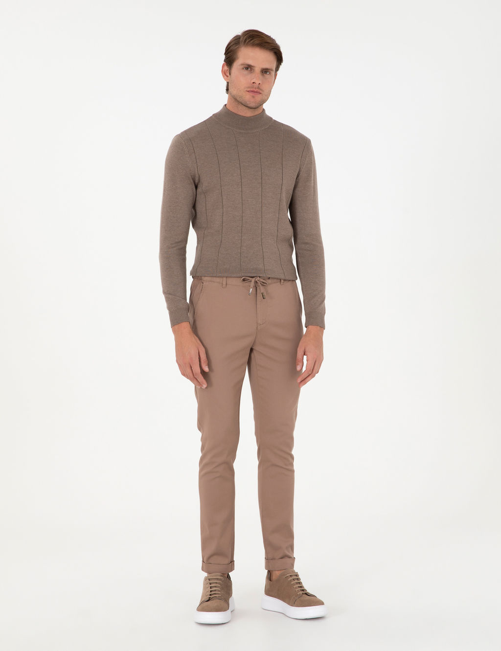 Vizon Slim Fit Beli Lastikli Ba_c_kl_ Kanvas Pantolon