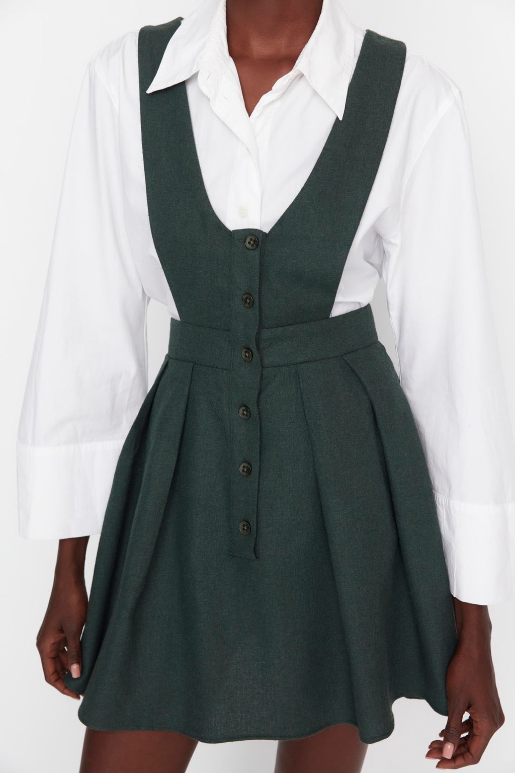 Trendyolmilla Haki Ask?l? Mini Dokuma Jile Elbise TWOAW21EL1163 фото 11