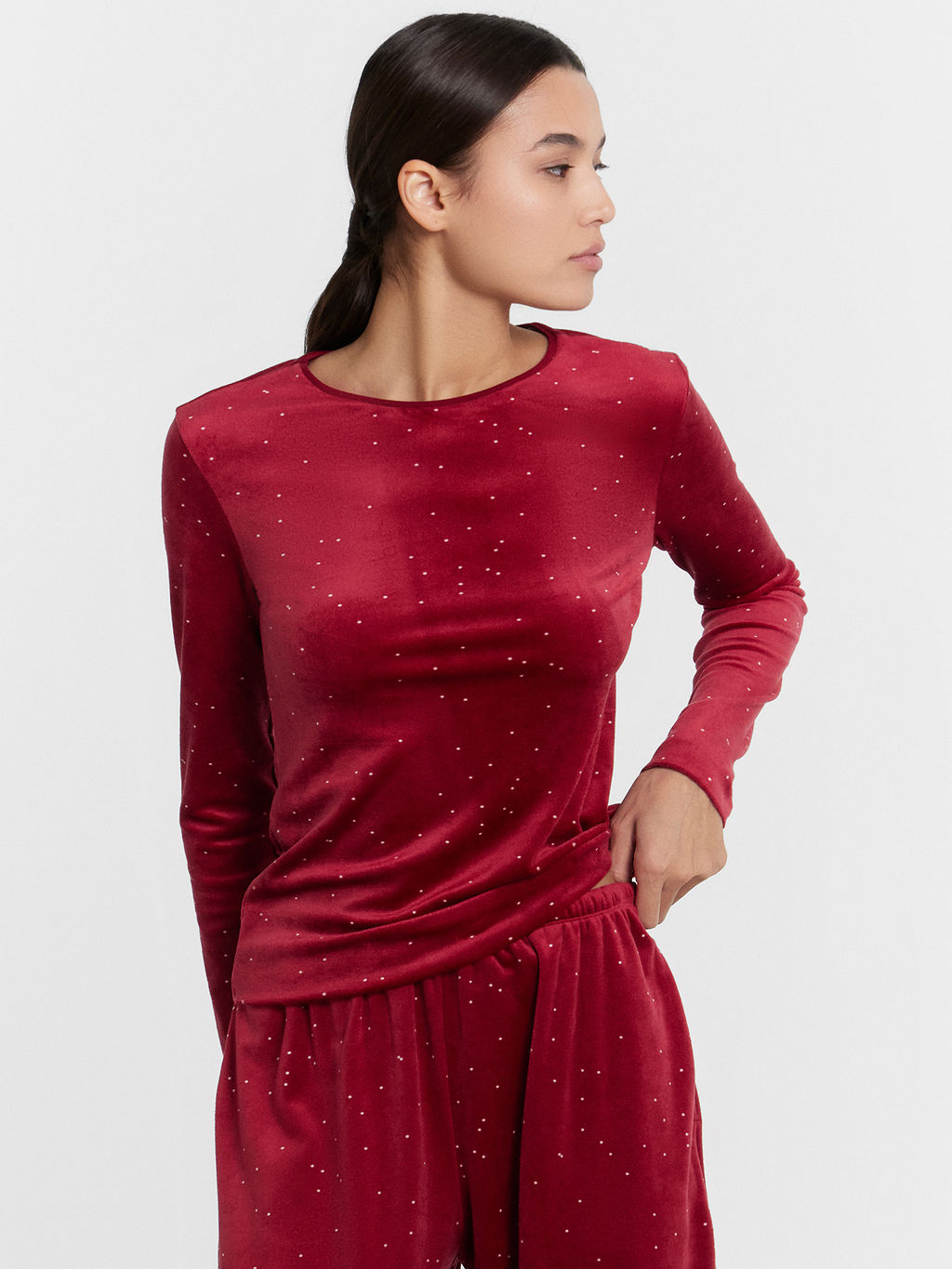 Комплект домашний женский велюровый бордовый - Mark formelle фото 3