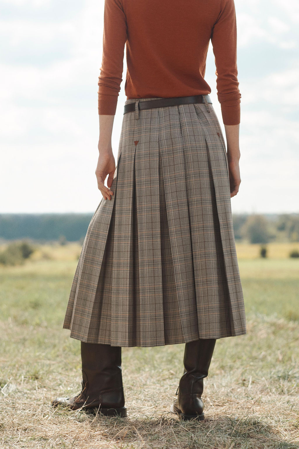 LIMITED EDITION CHECK BOX PLEAT SKIRT - Zara фото 3