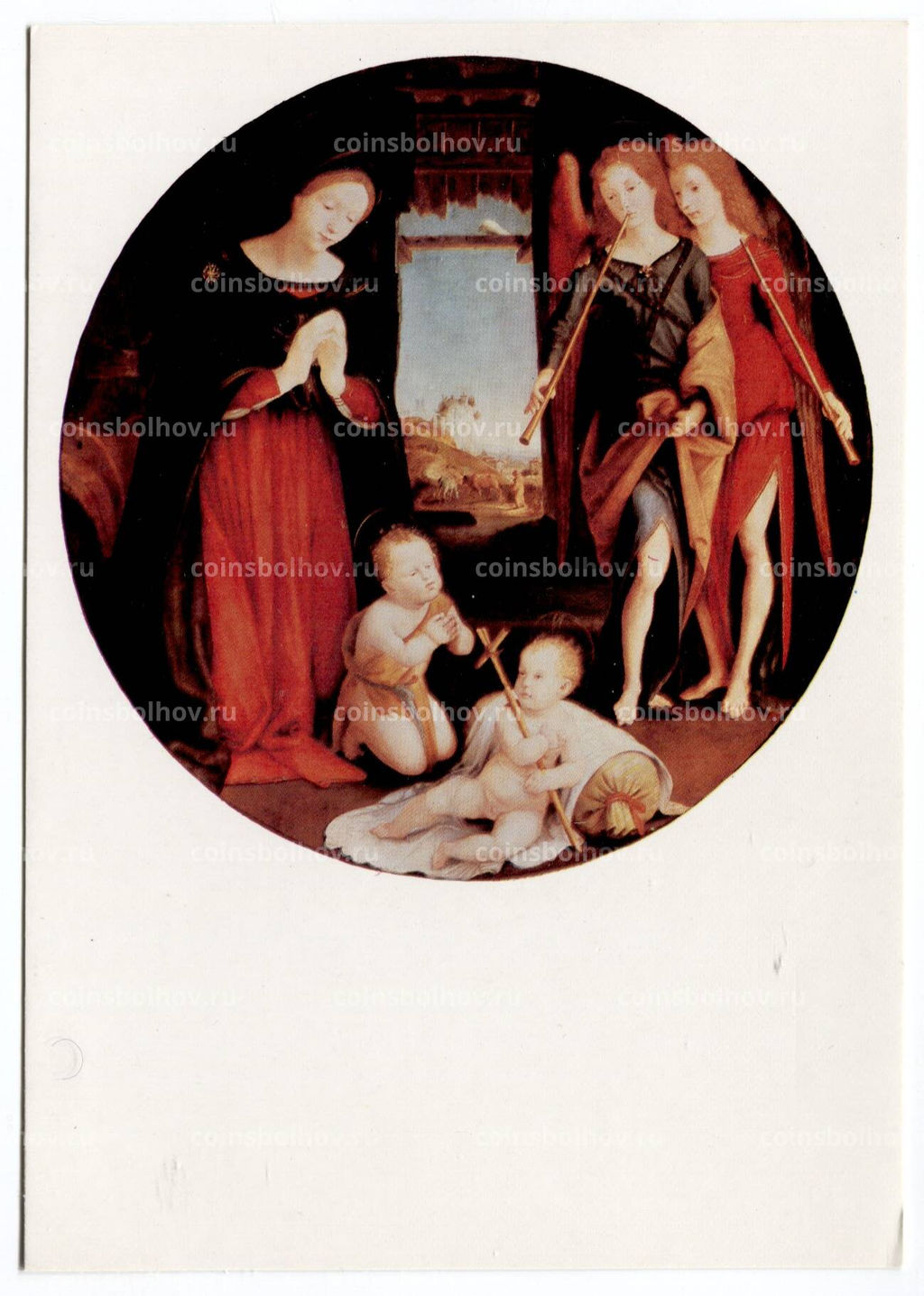 Открытка живопись Пьеро ди Козимо Поклонение младенцу