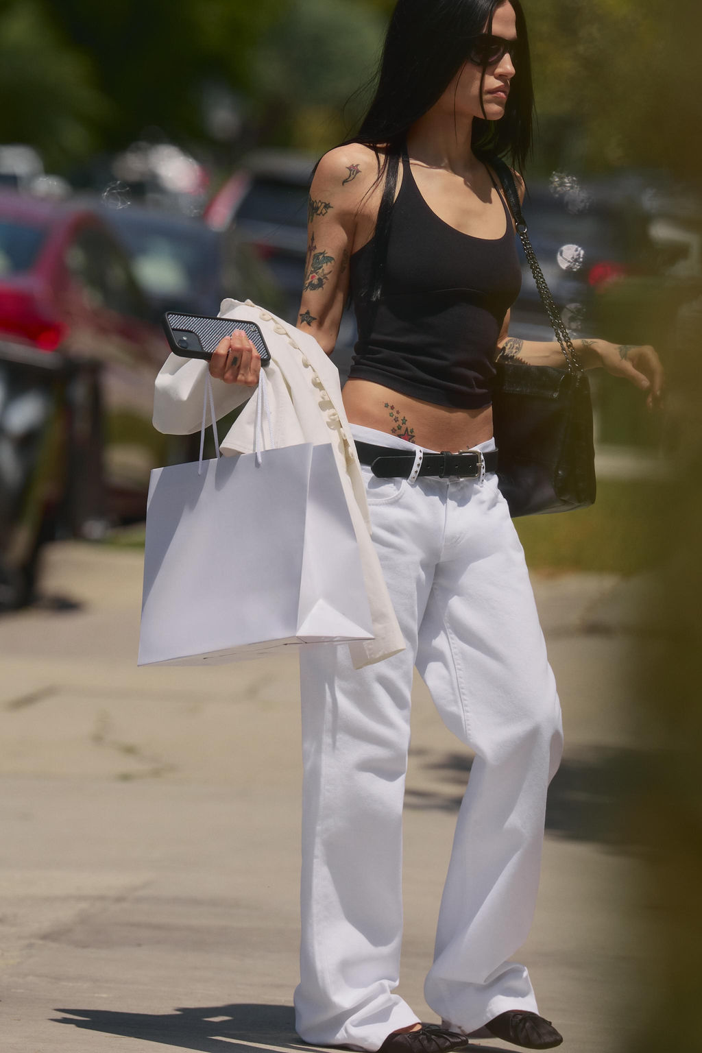 JEANS TRF WIDE LEG TIRO BAJO TACHAS / Blanco - Zara фото 7